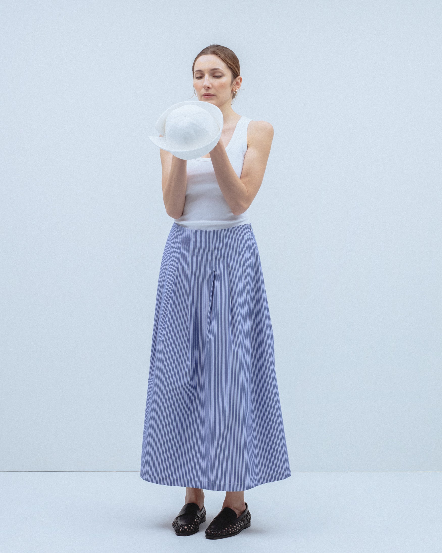 Falda Midi Rayas Pliegues