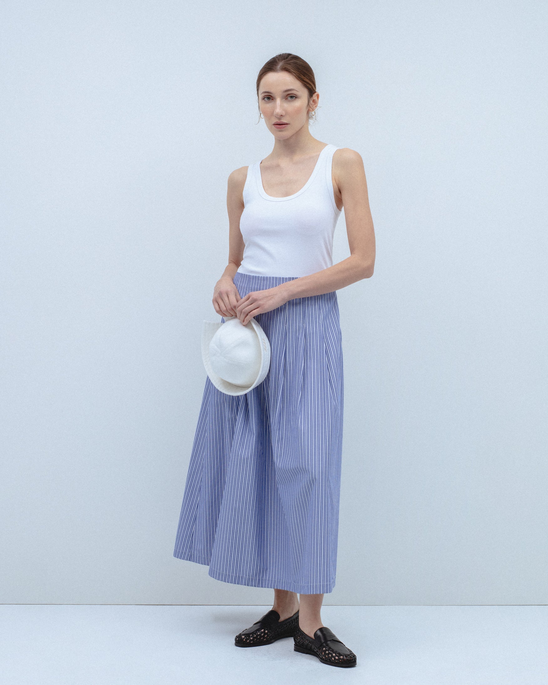 Falda Midi Rayas Pliegues