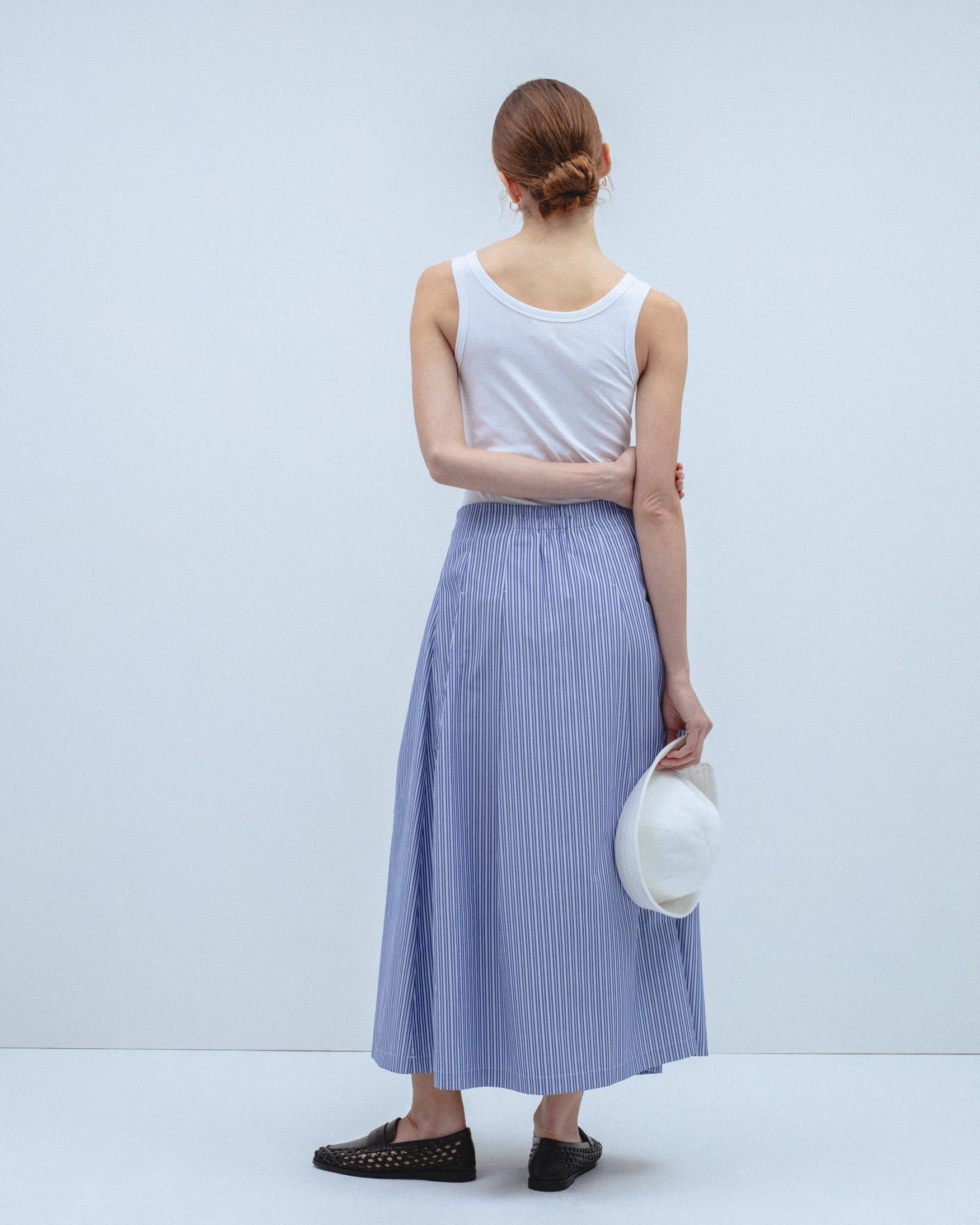 Falda Midi Rayas Pliegues