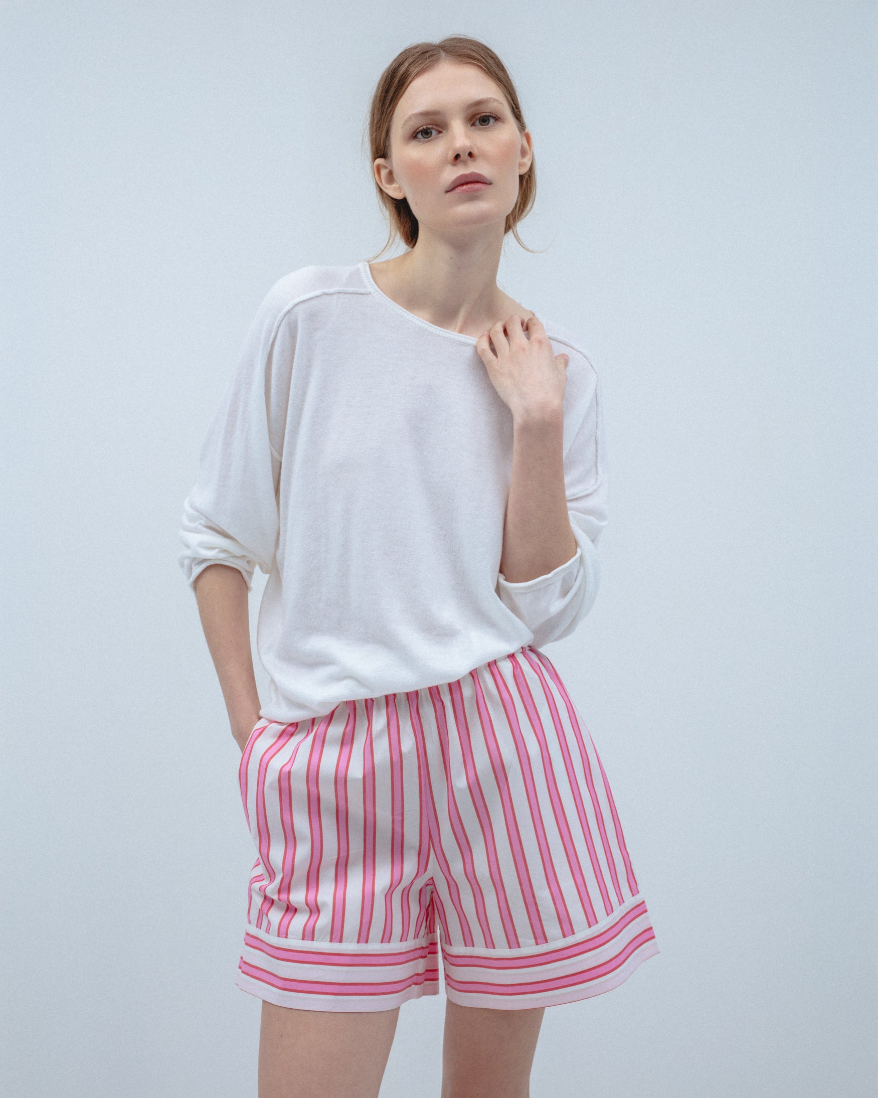 Short Algodón Rayas Tricolor