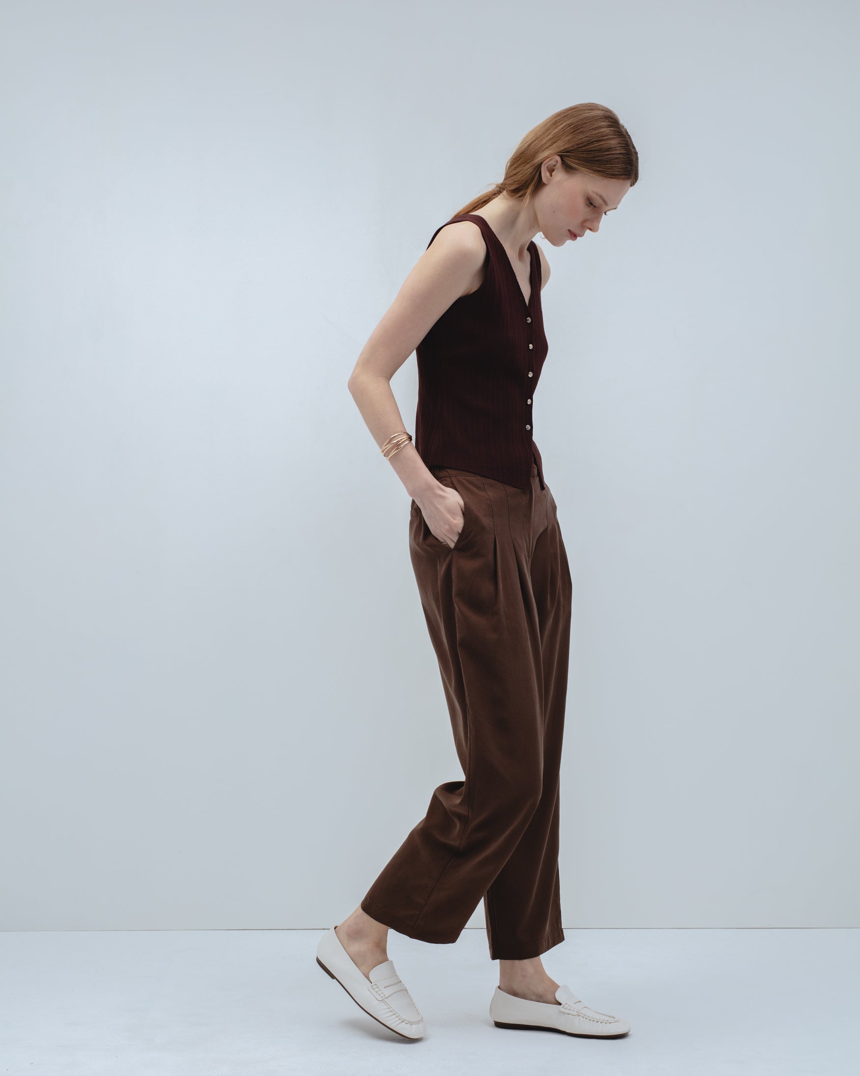 Pantalón Pinzas Cropped Wide Leg