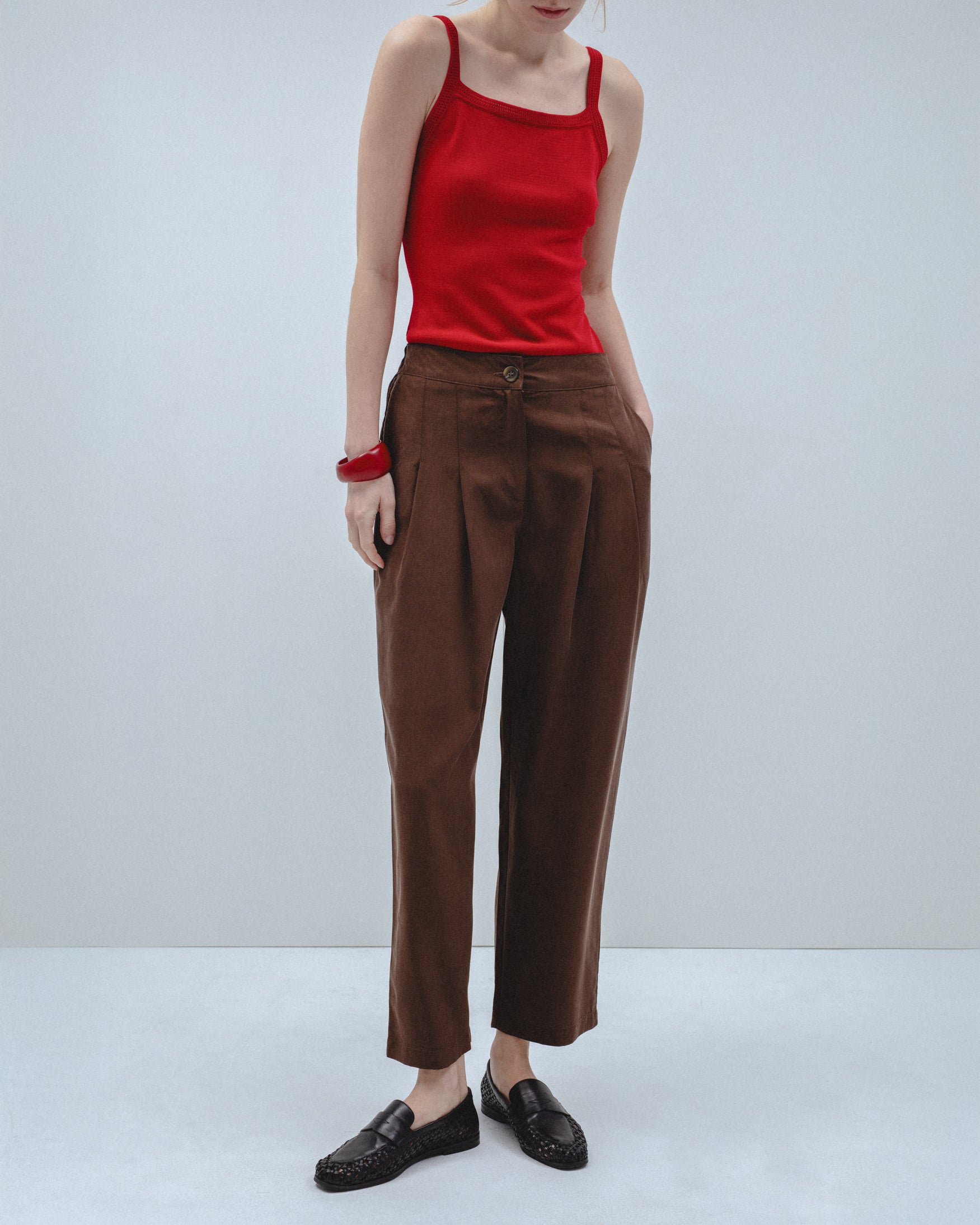 Pantalón Pinzas Cropped Wide Leg