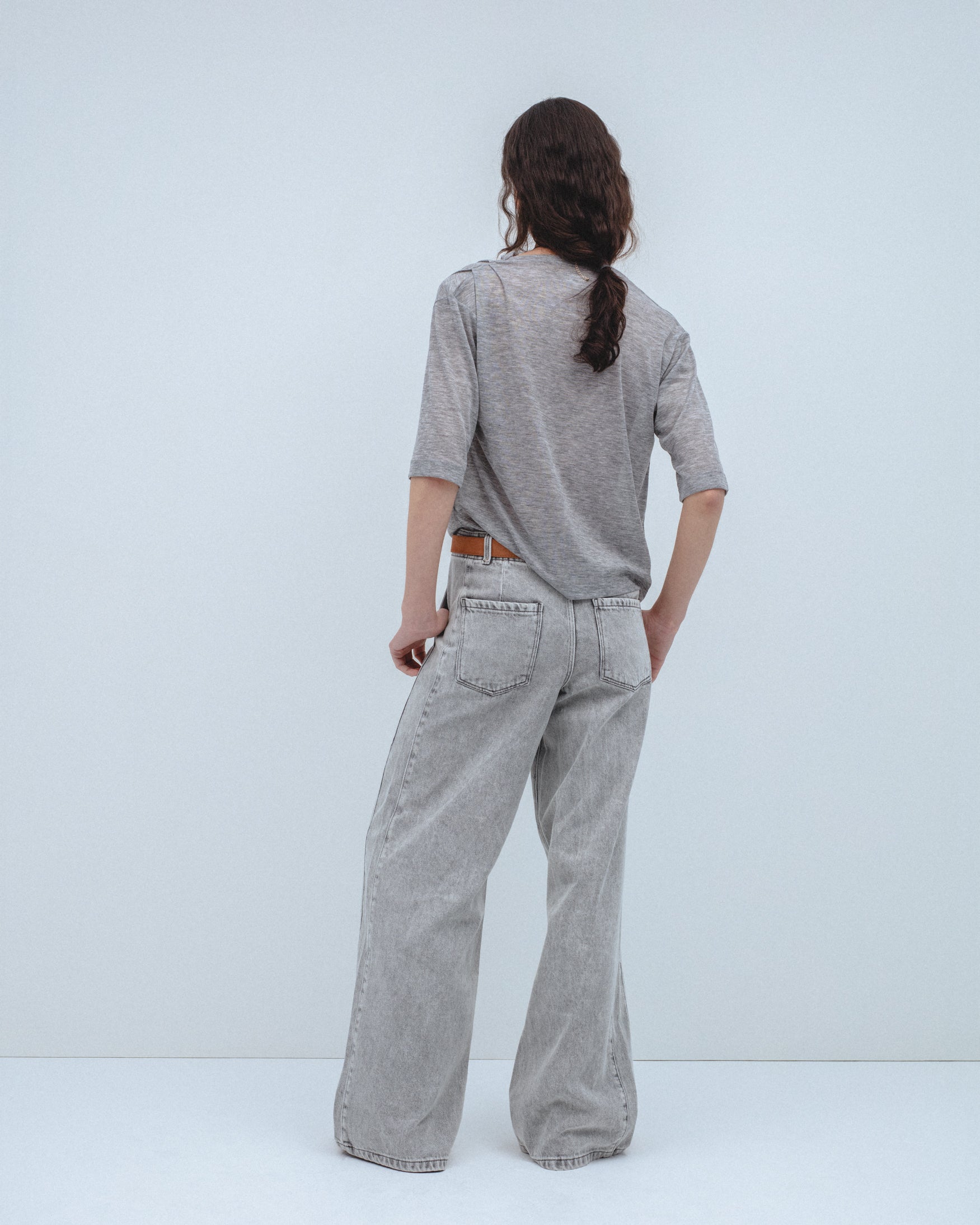 Jeans Wide Leg Efecto Lavado