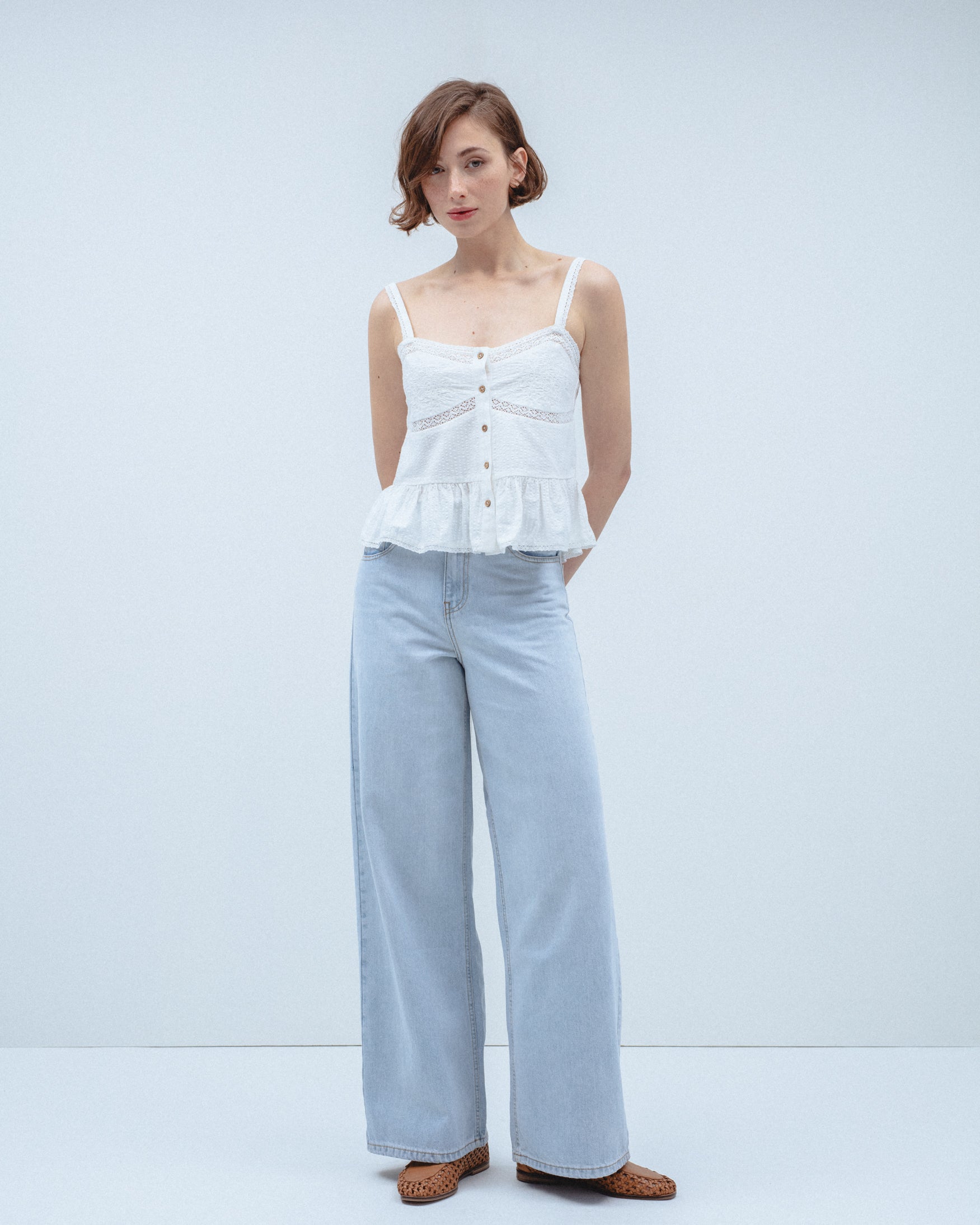 Jeans Wide Leg Tiro Alto