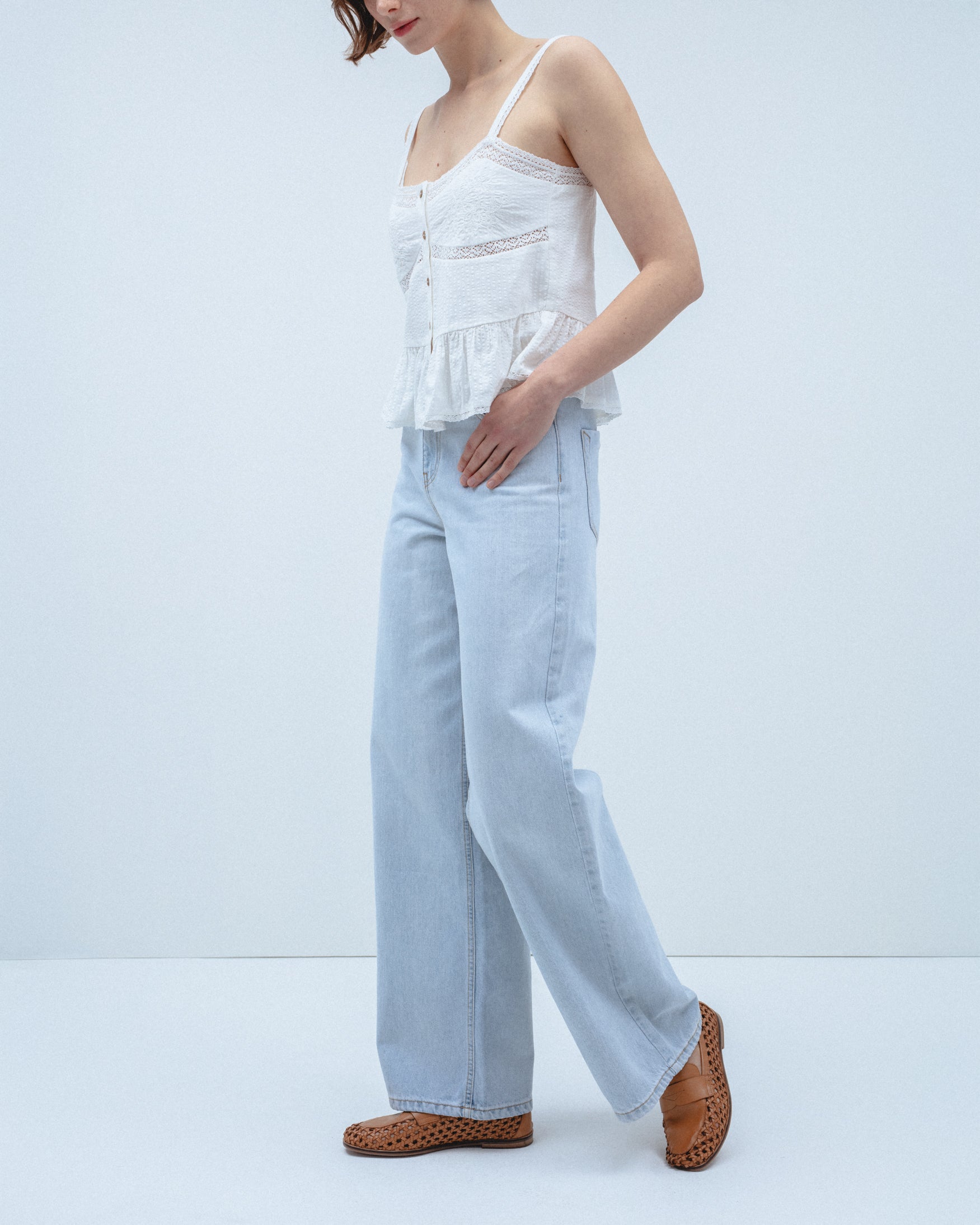 Jeans Wide Leg Tiro Alto