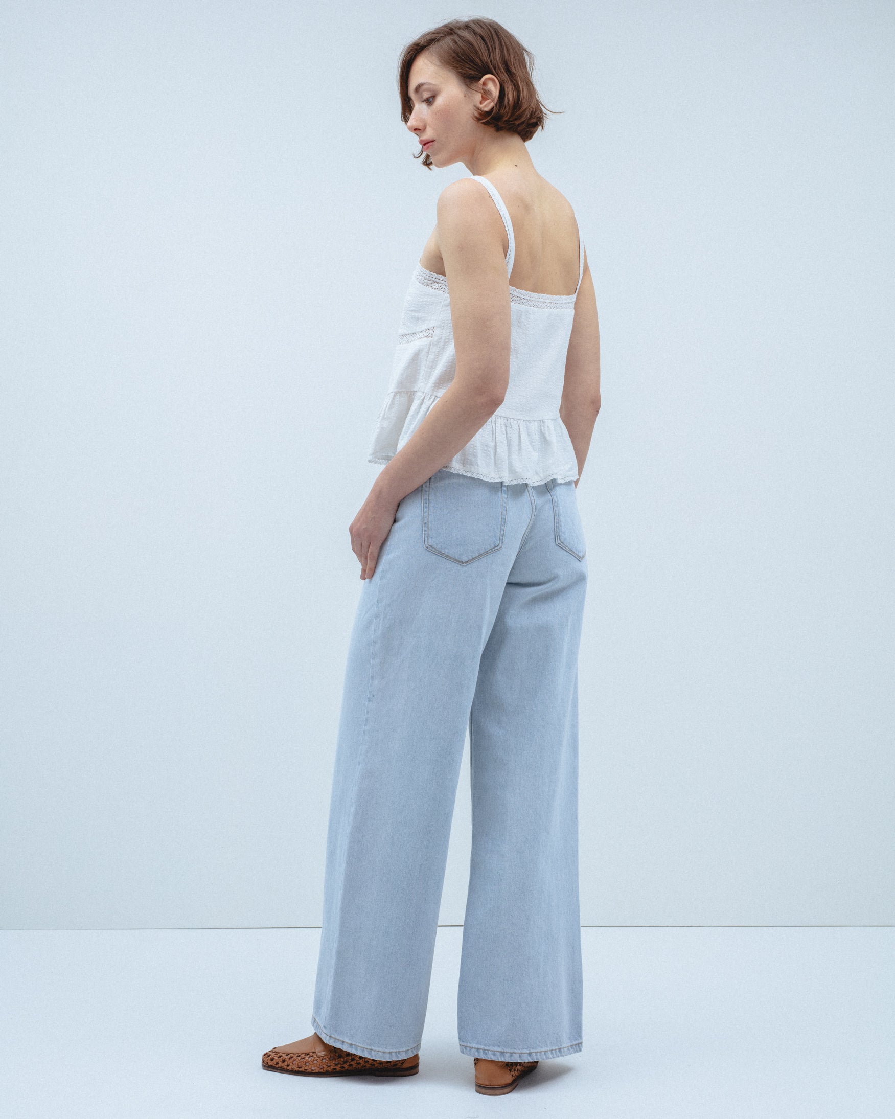 Jeans Wide Leg Tiro Alto