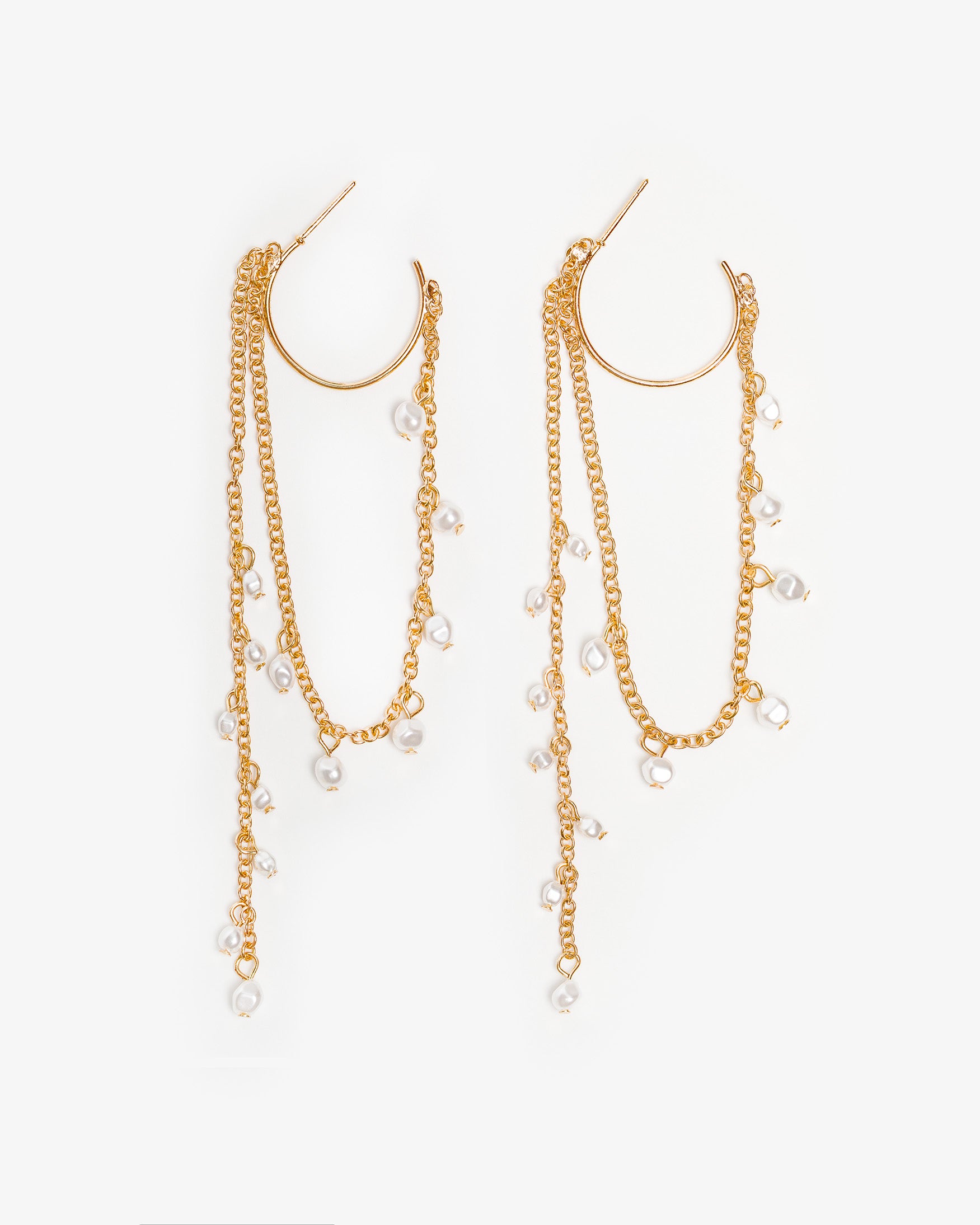 Pendientes Aro Cadenas y Perlas