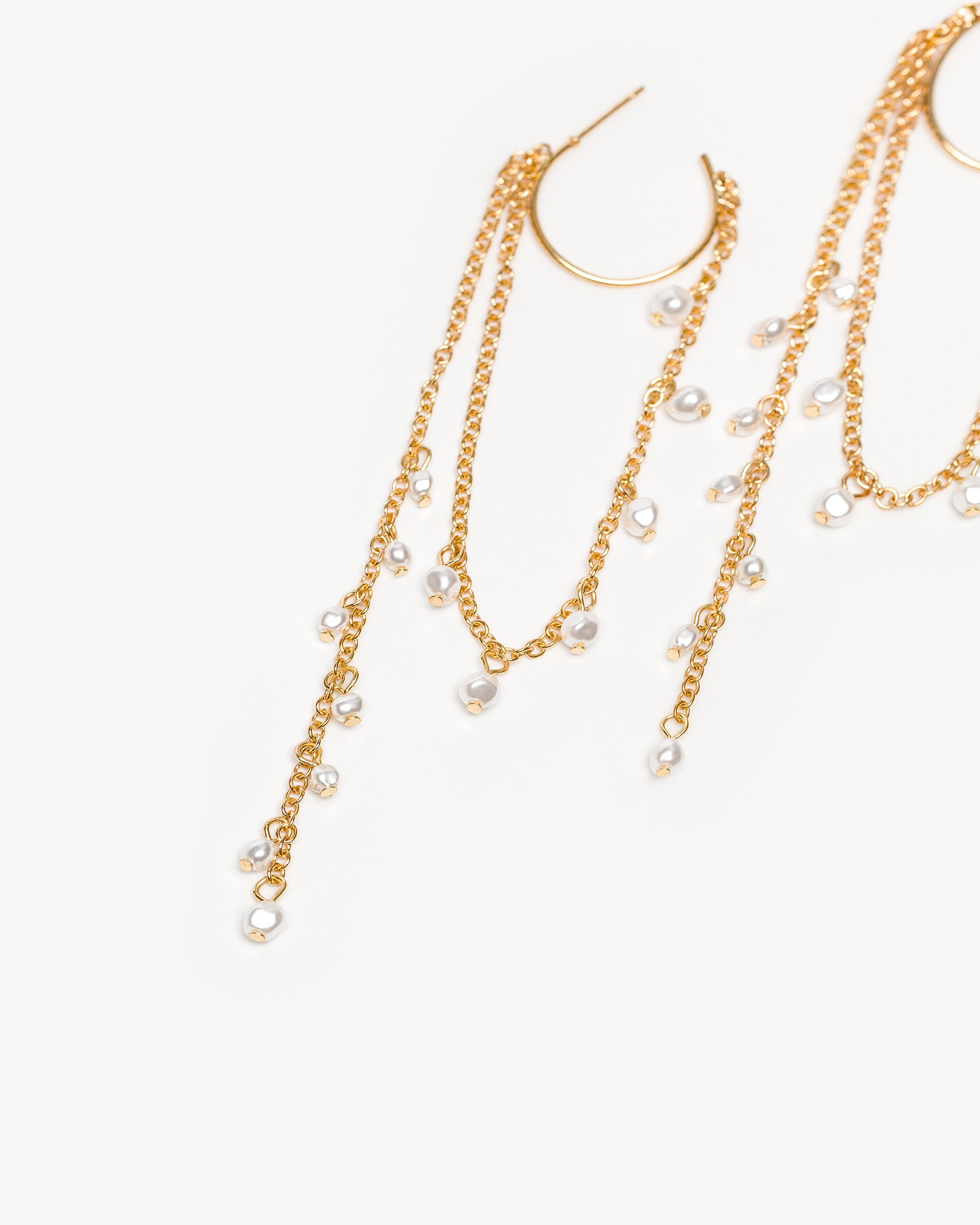 Pendientes Aro Cadenas y Perlas