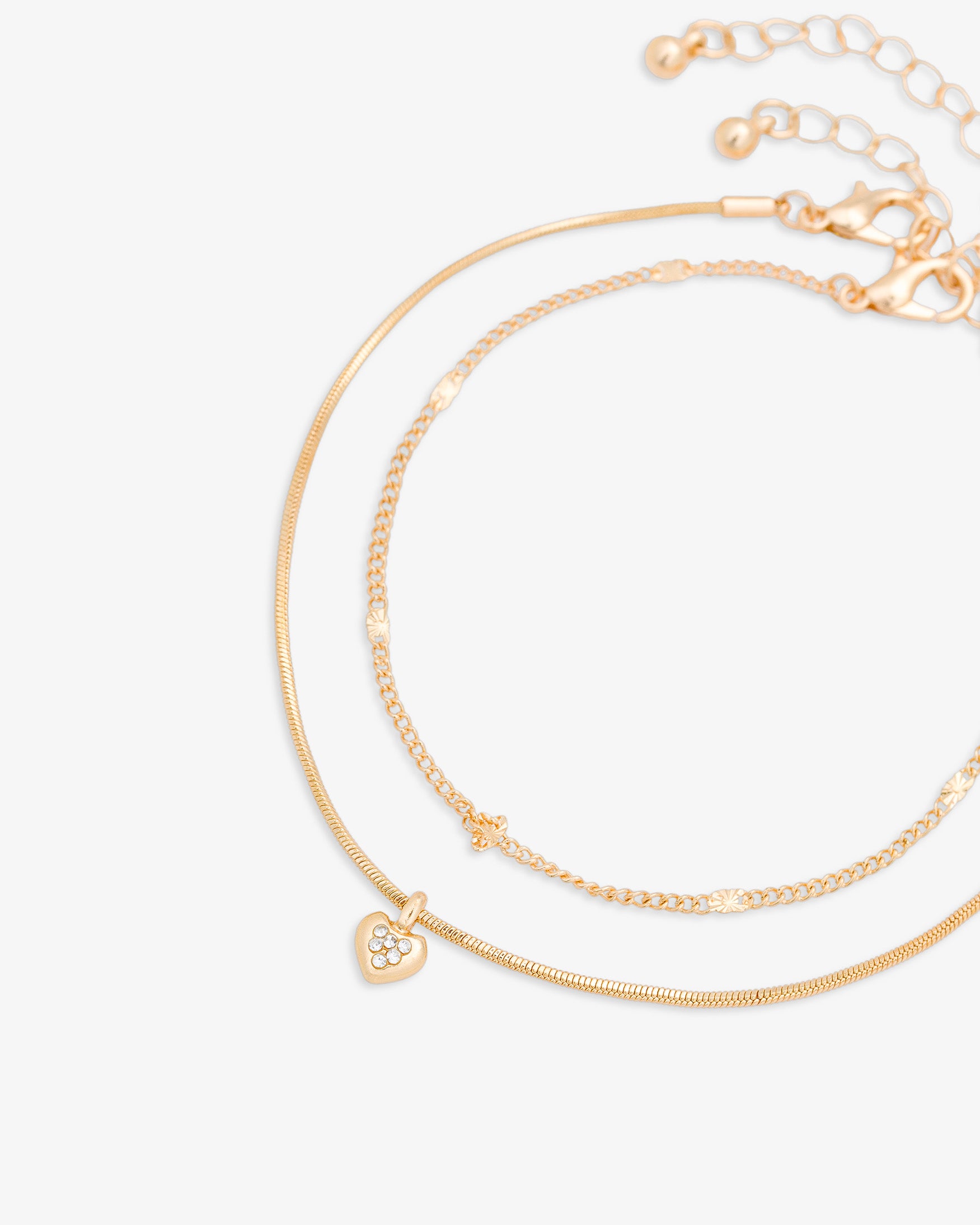 Pack 2 Pulseras Corazón Brillante