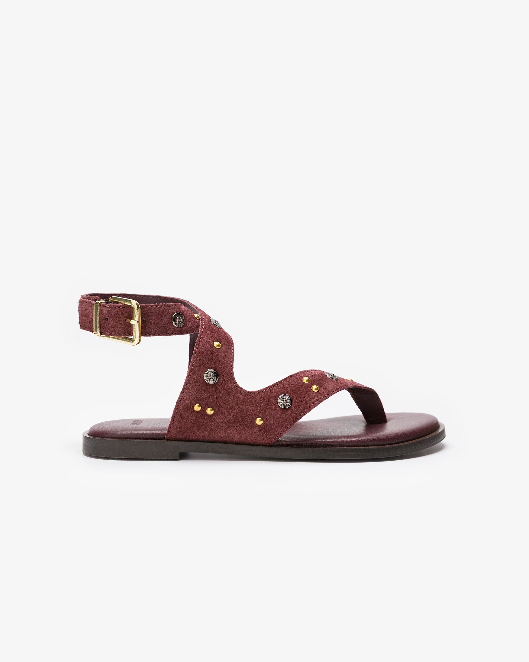 Sandalia Plana Piel Tachas