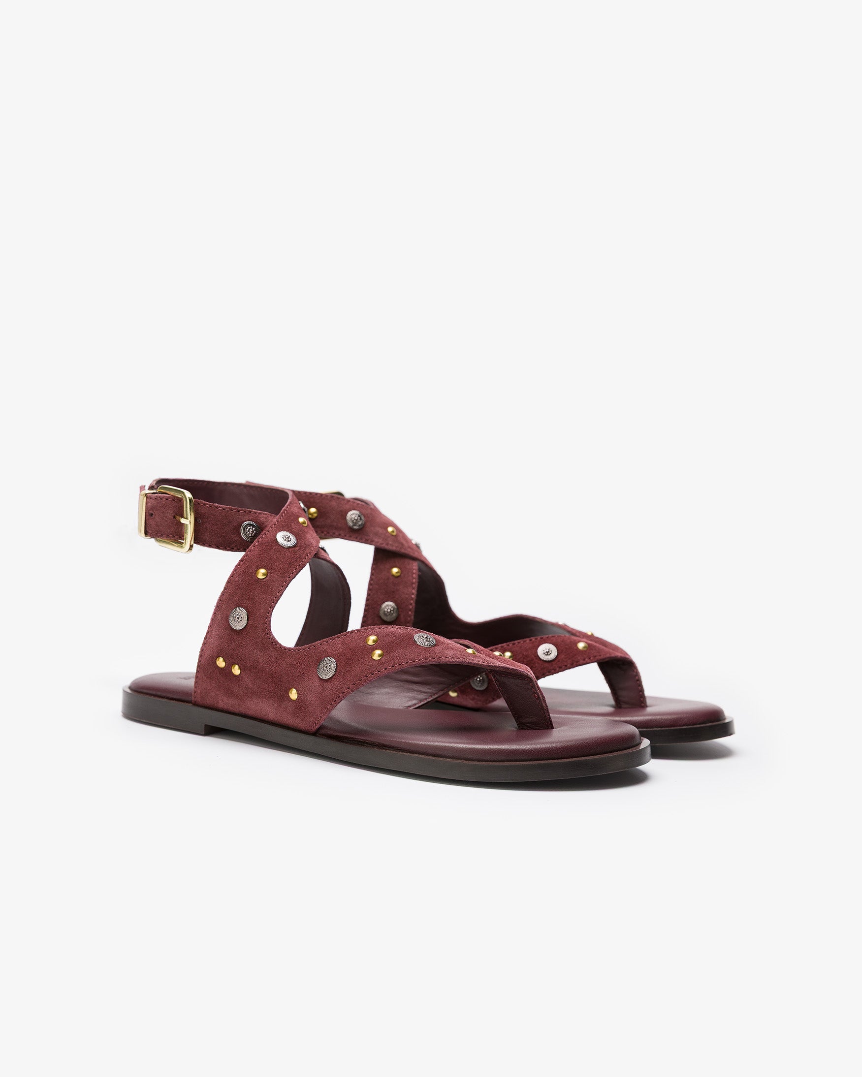 Sandalia Plana Piel Tachas