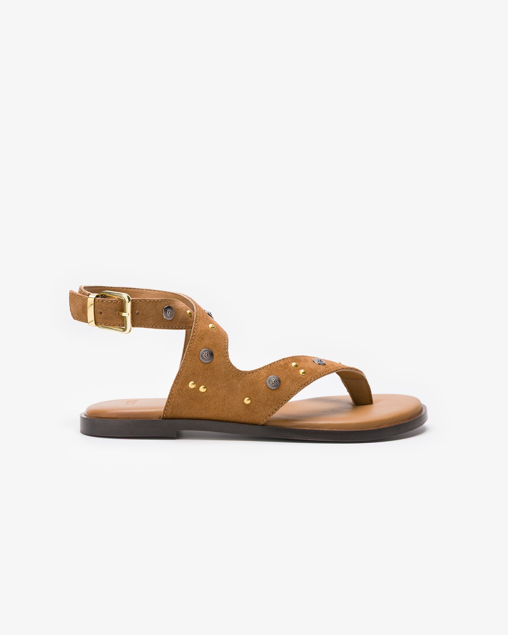 Sandalia Plana Piel Tachas