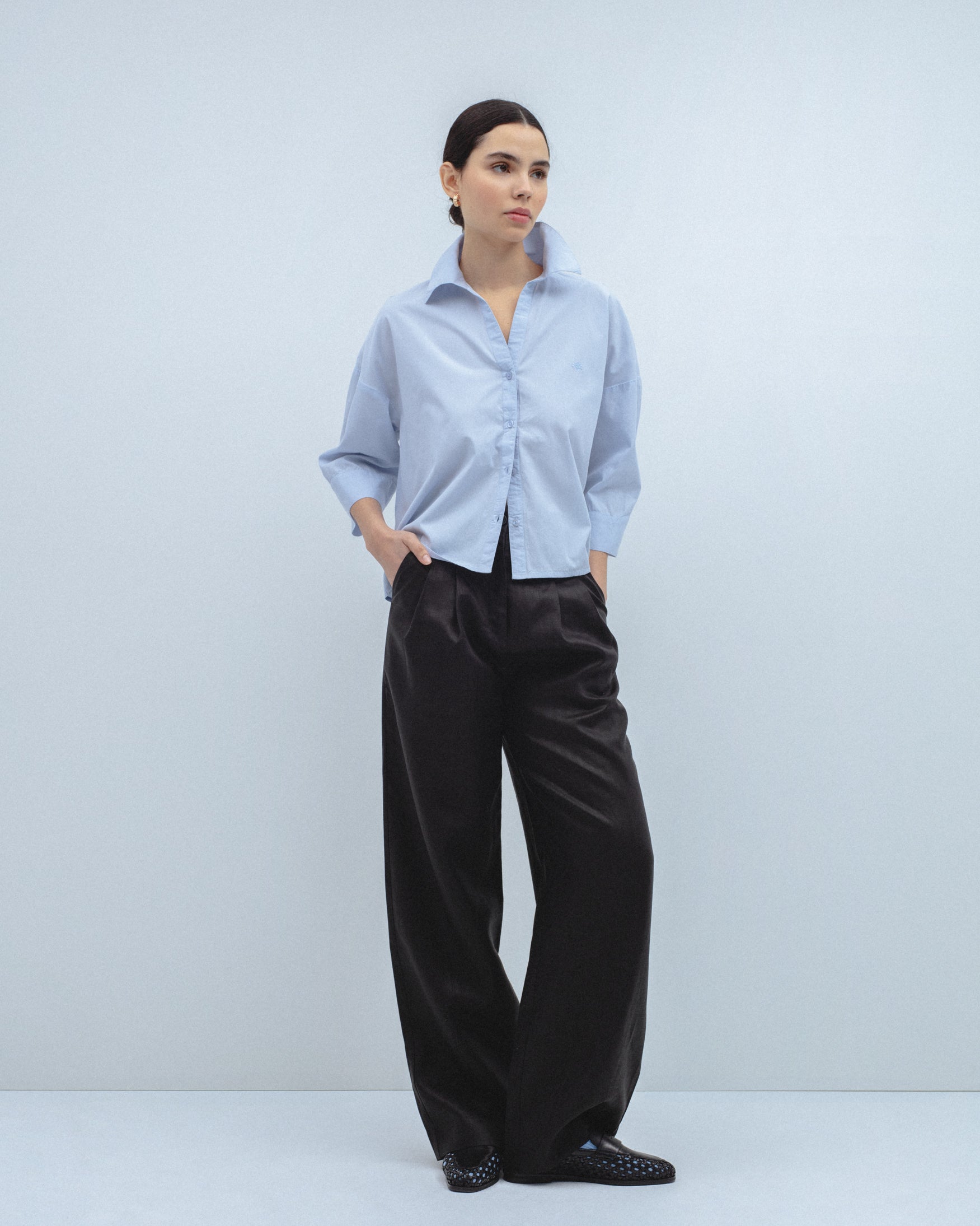 Camisa Corta Oversize Popelín