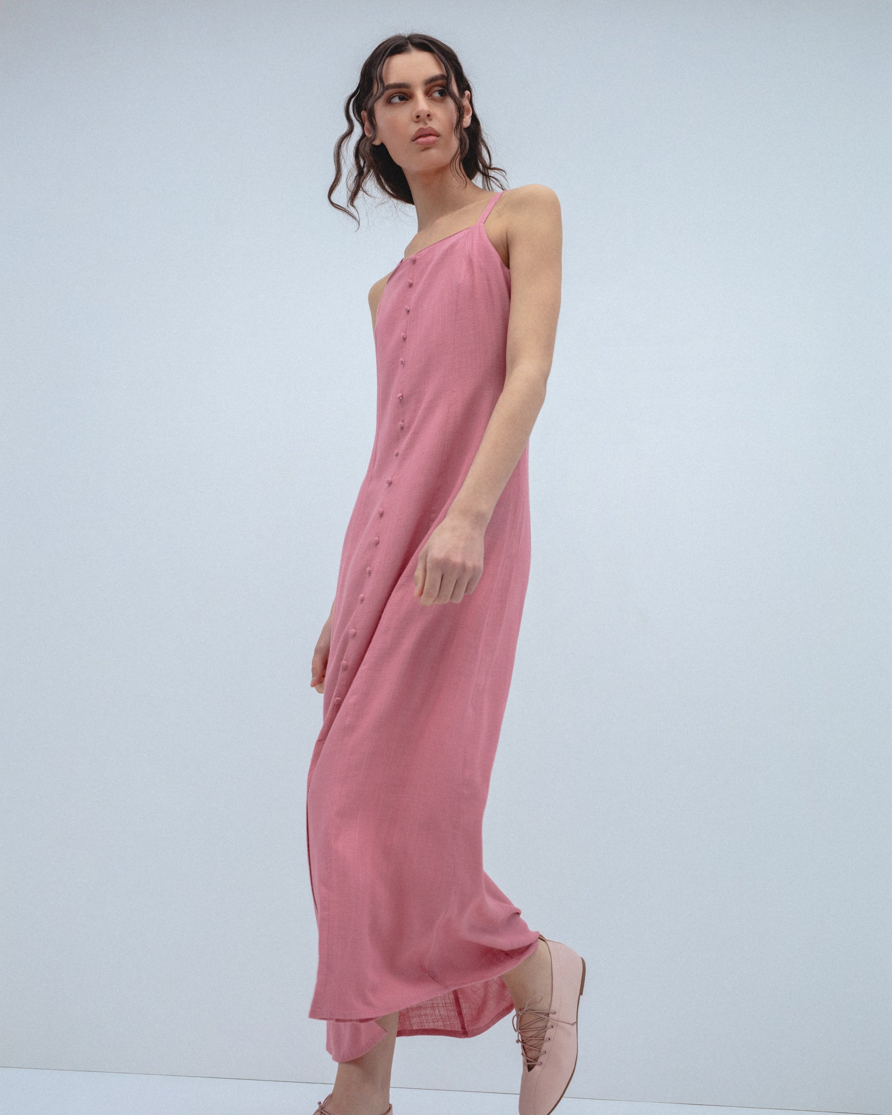 Vestido Midi Con Lino