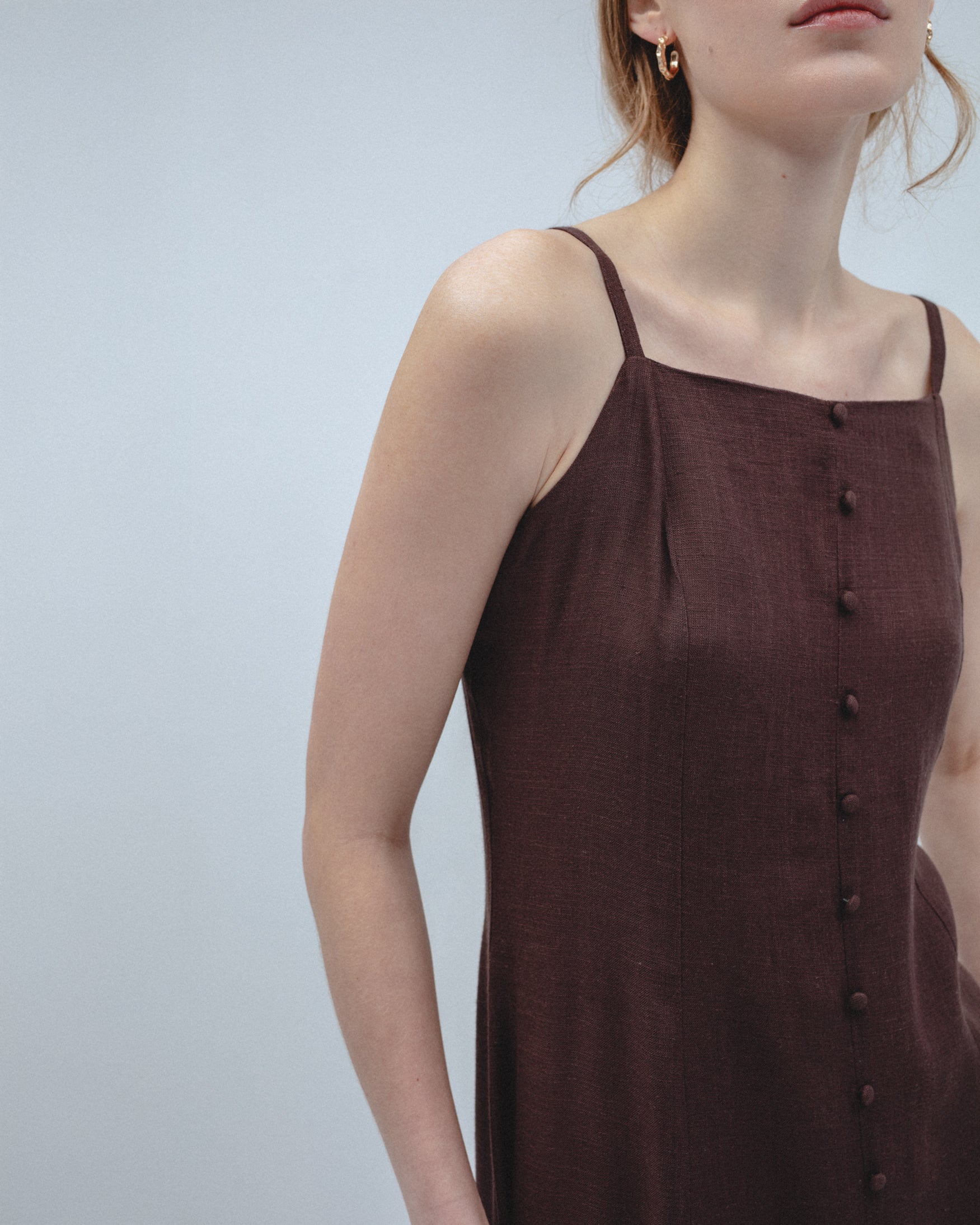 Vestido Midi Con Lino