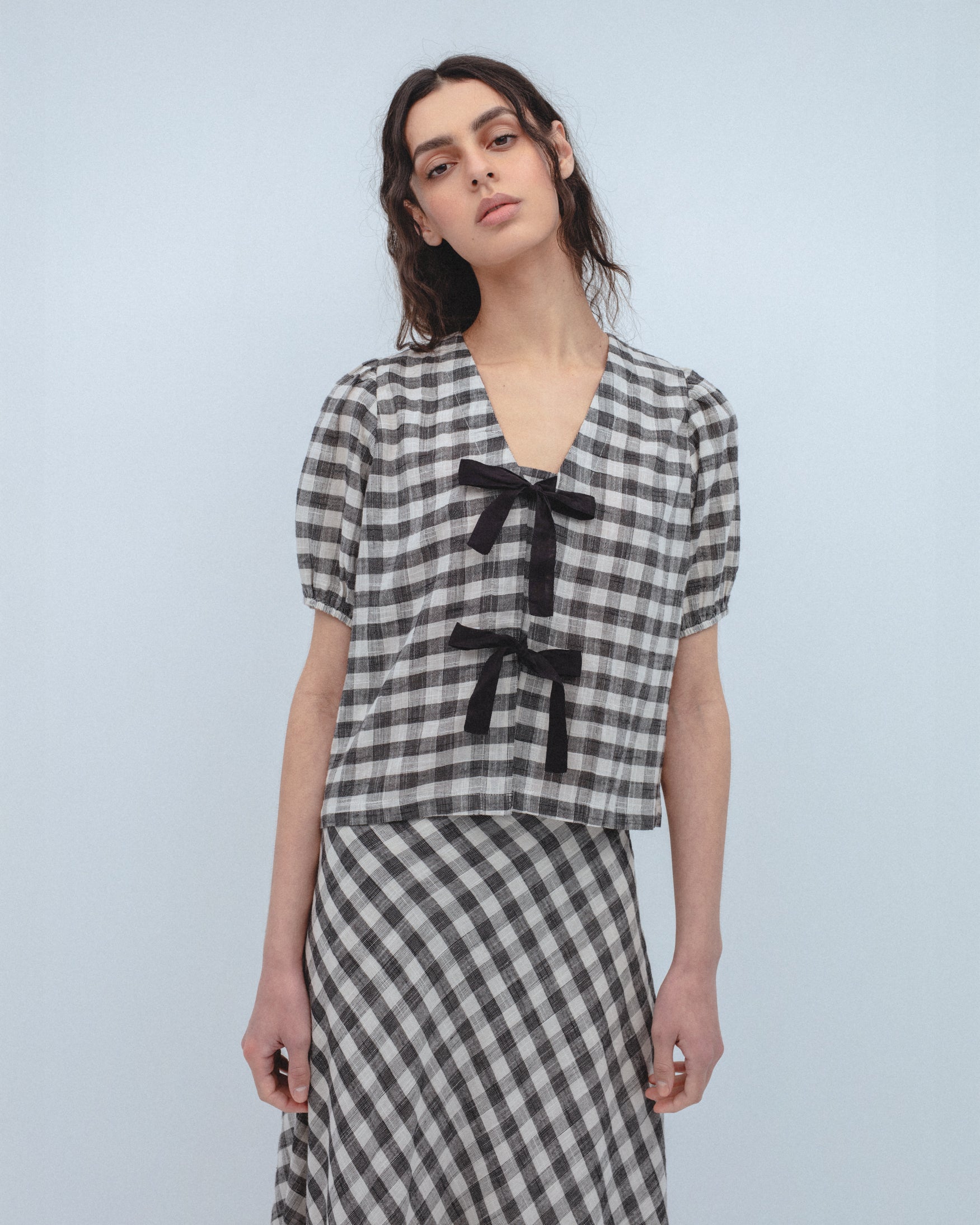 Blusa Cuadro Vichy Lazos