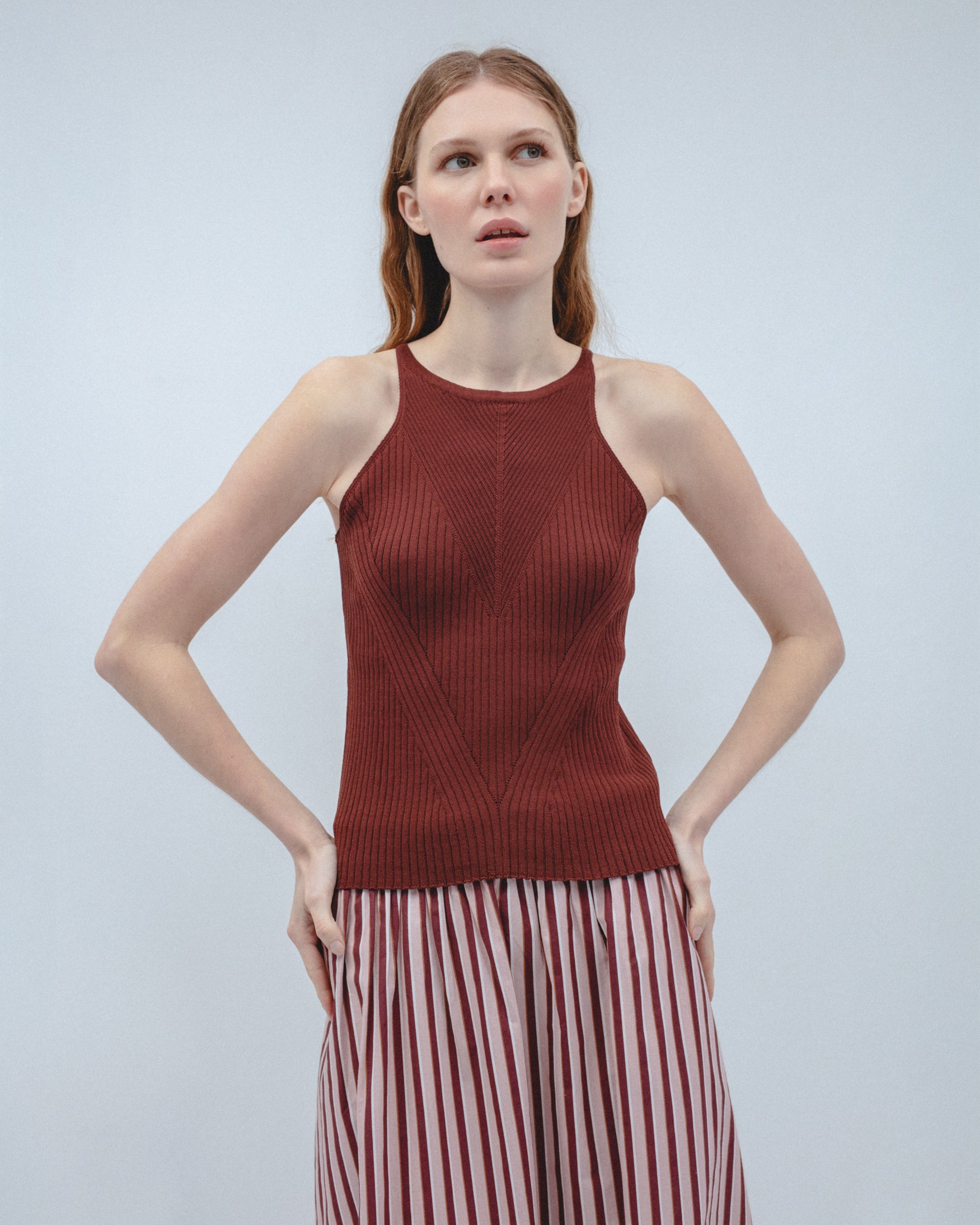 Top Punto Halter Rayas