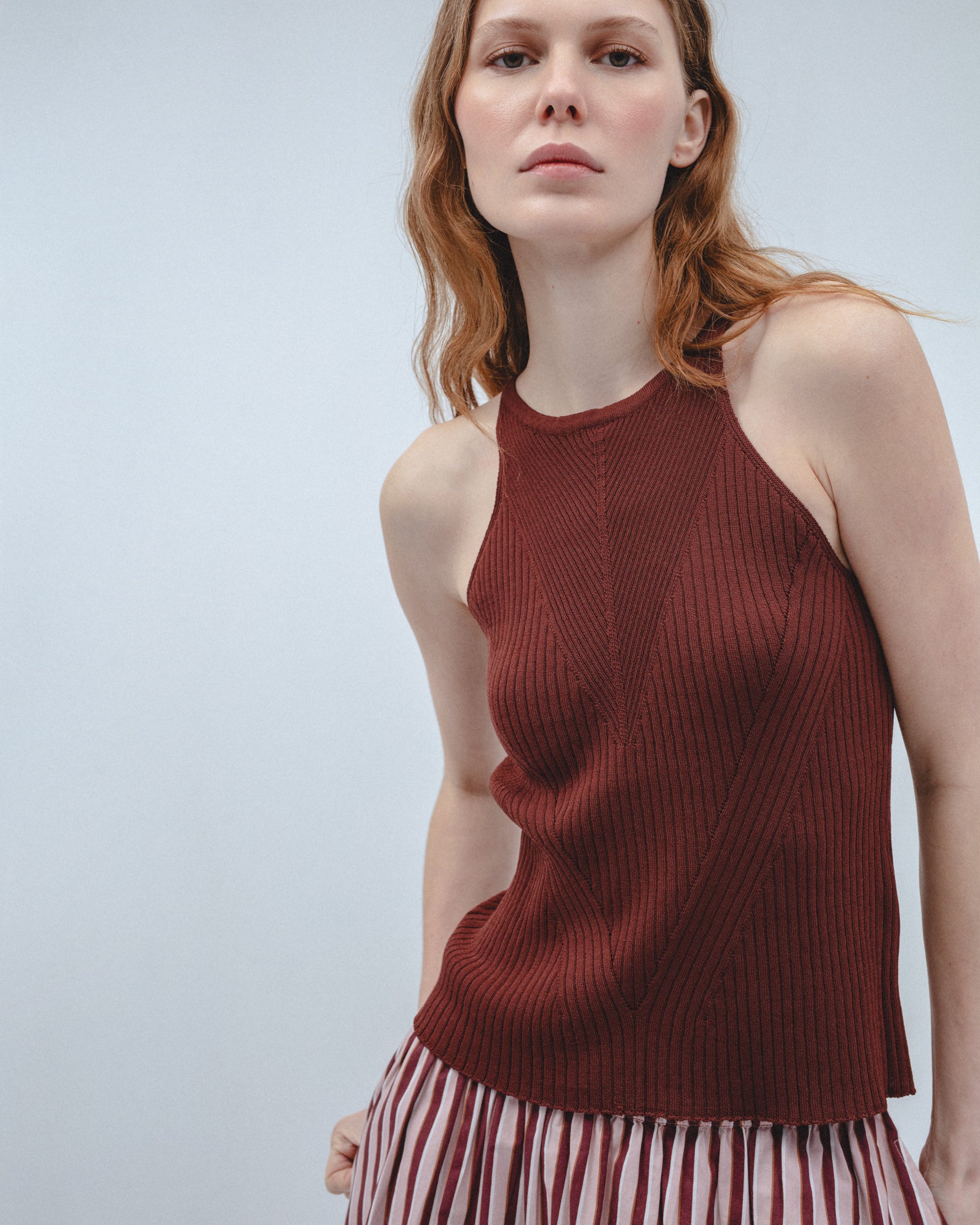 Top Punto Halter Rayas