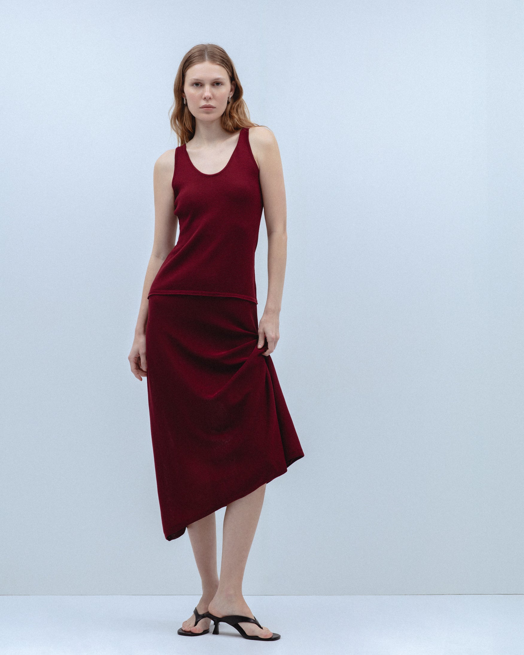 Vestido Midi Punto Corte Cintura