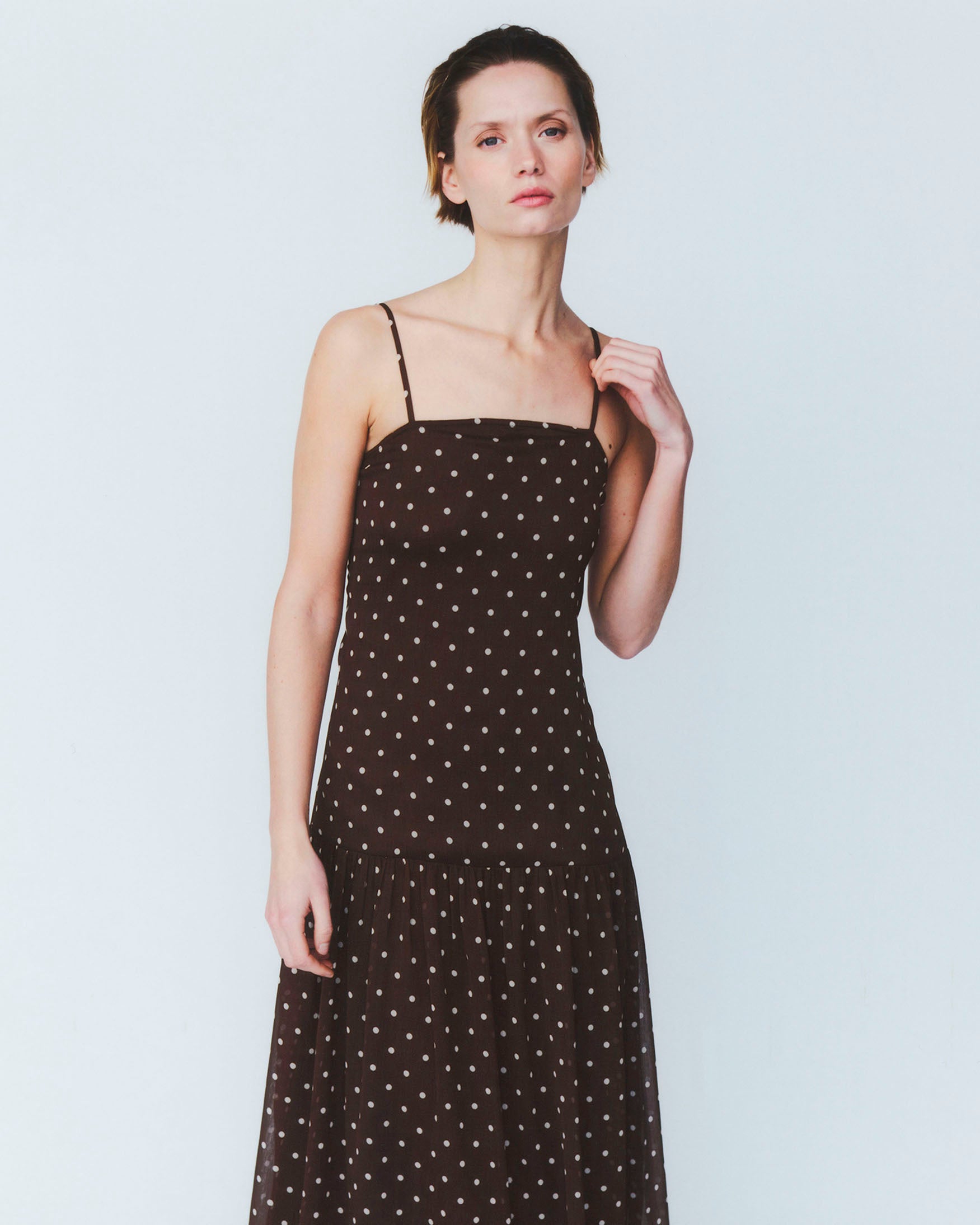 Vestido Corto Tirantes Estampado Lunares