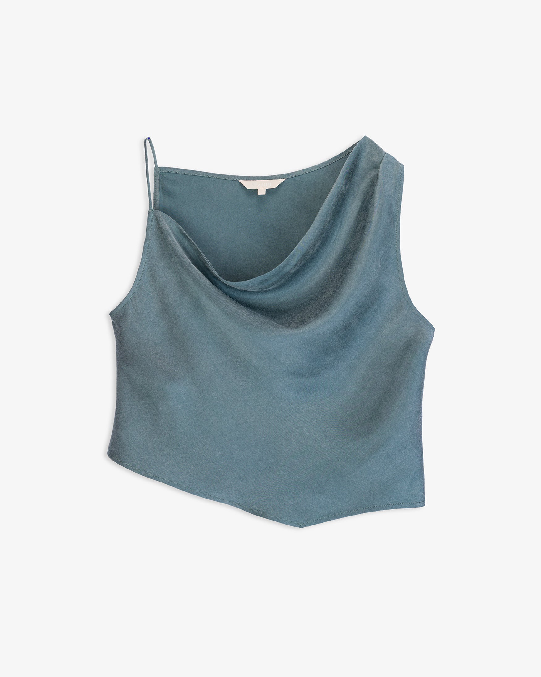 Top Satinado Asimétrico Drapeado