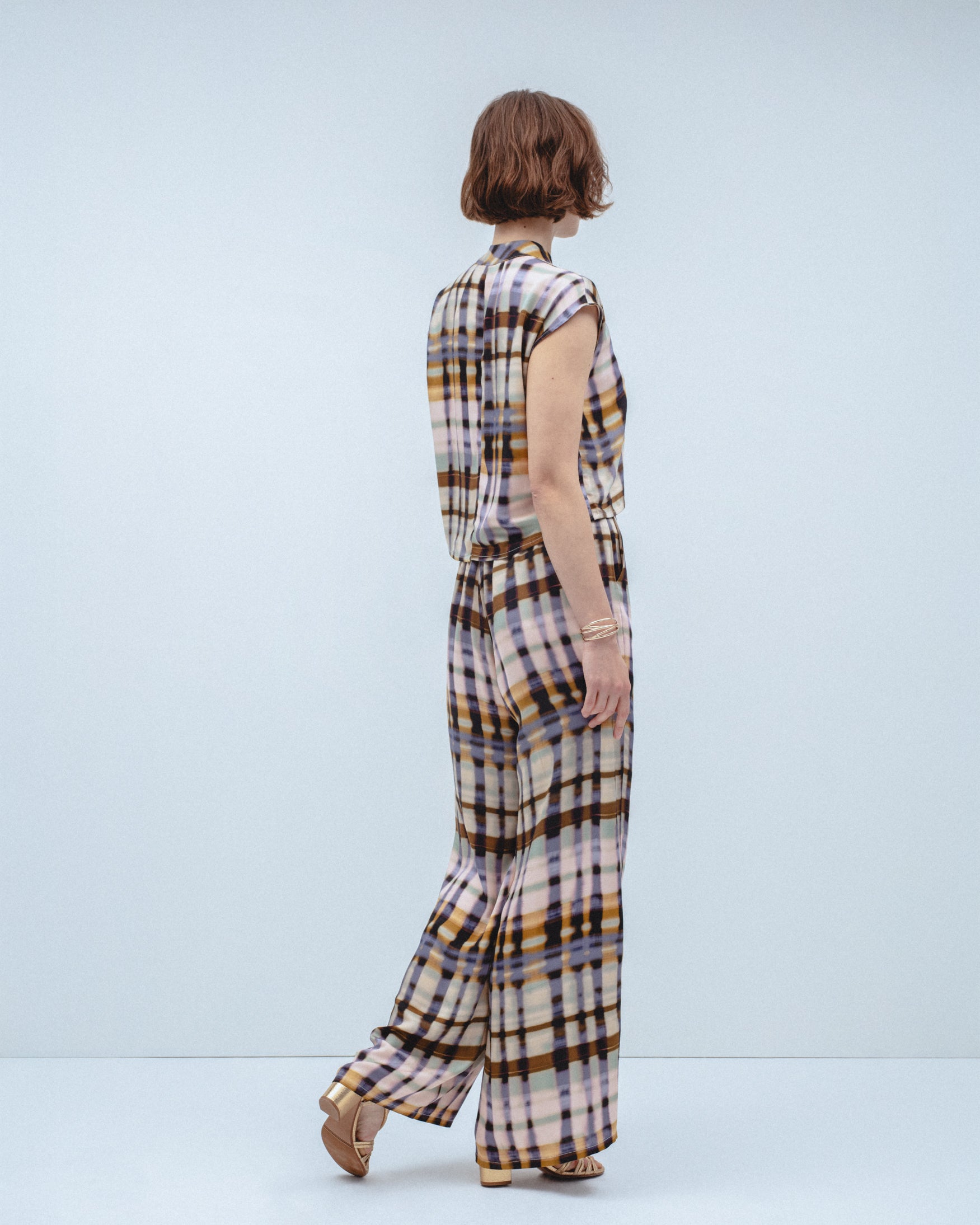 Pantalón Fluido Estampado Cuadros