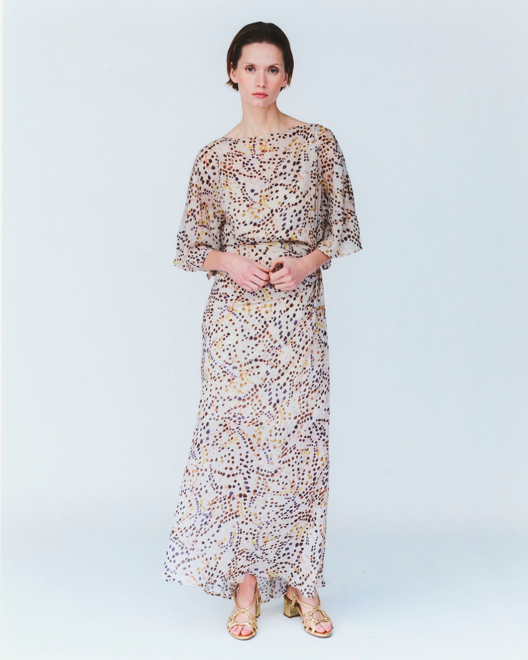 Vestido Midi Estampado Lunares Acuarela