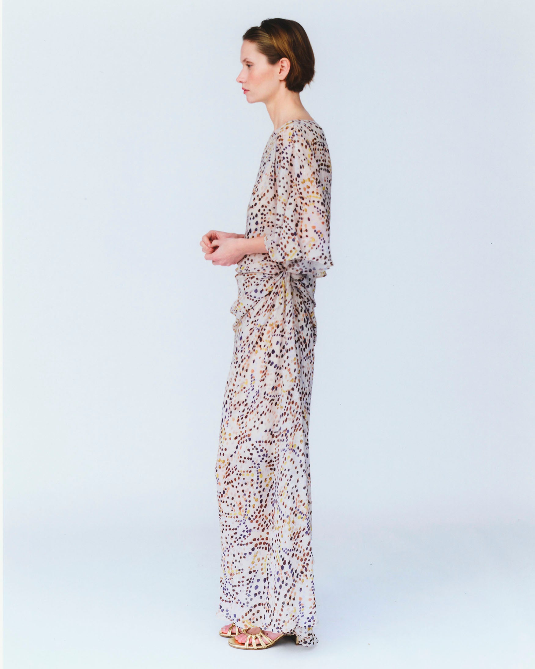 Vestido Midi Estampado Lunares Acuarela