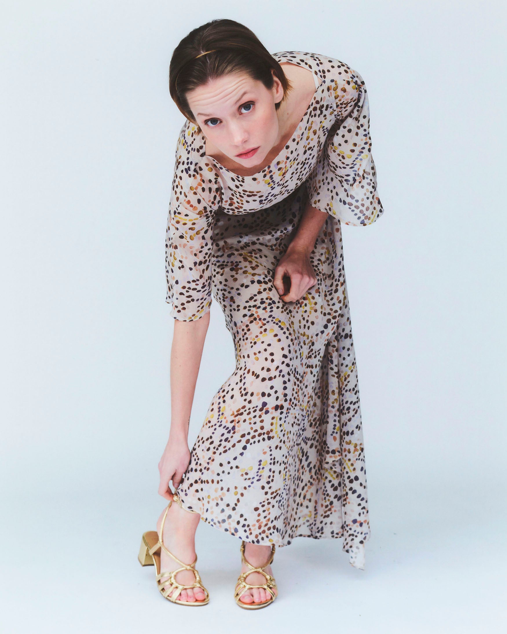 Vestido Midi Estampado Lunares Acuarela