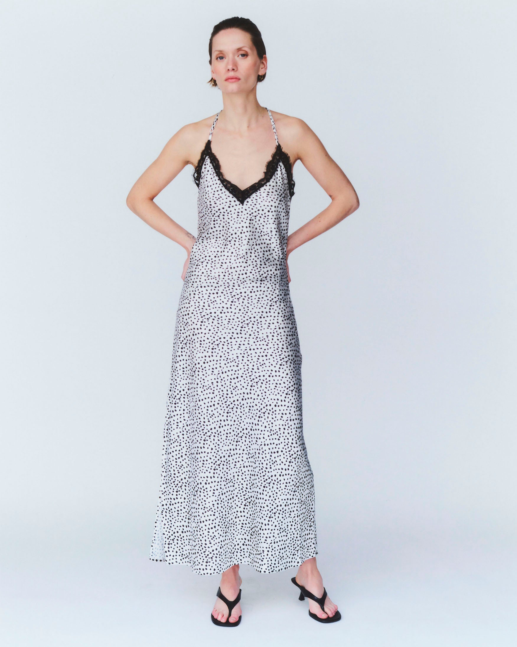 Vestido Midi Lencero Estampado Lunares