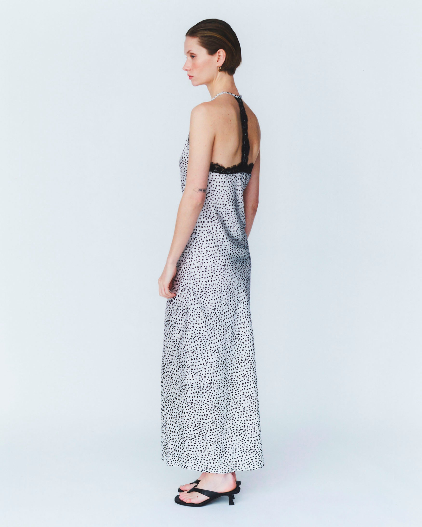 Vestido Midi Lencero Estampado Lunares