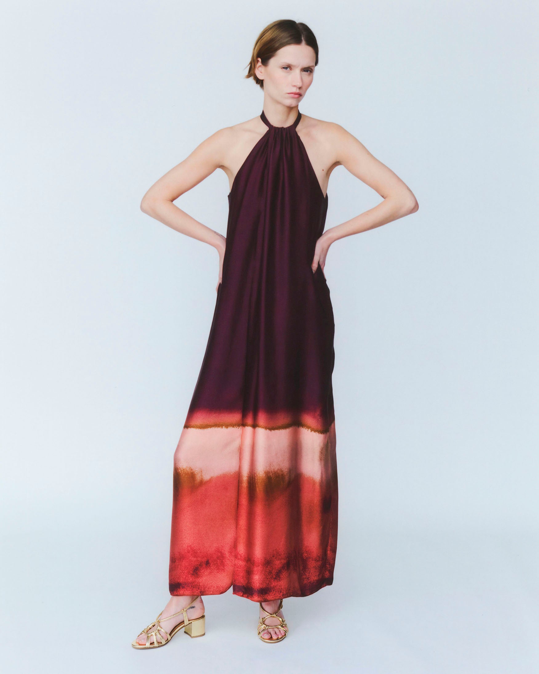 Vestido Midi Halter Cenefa Degradé