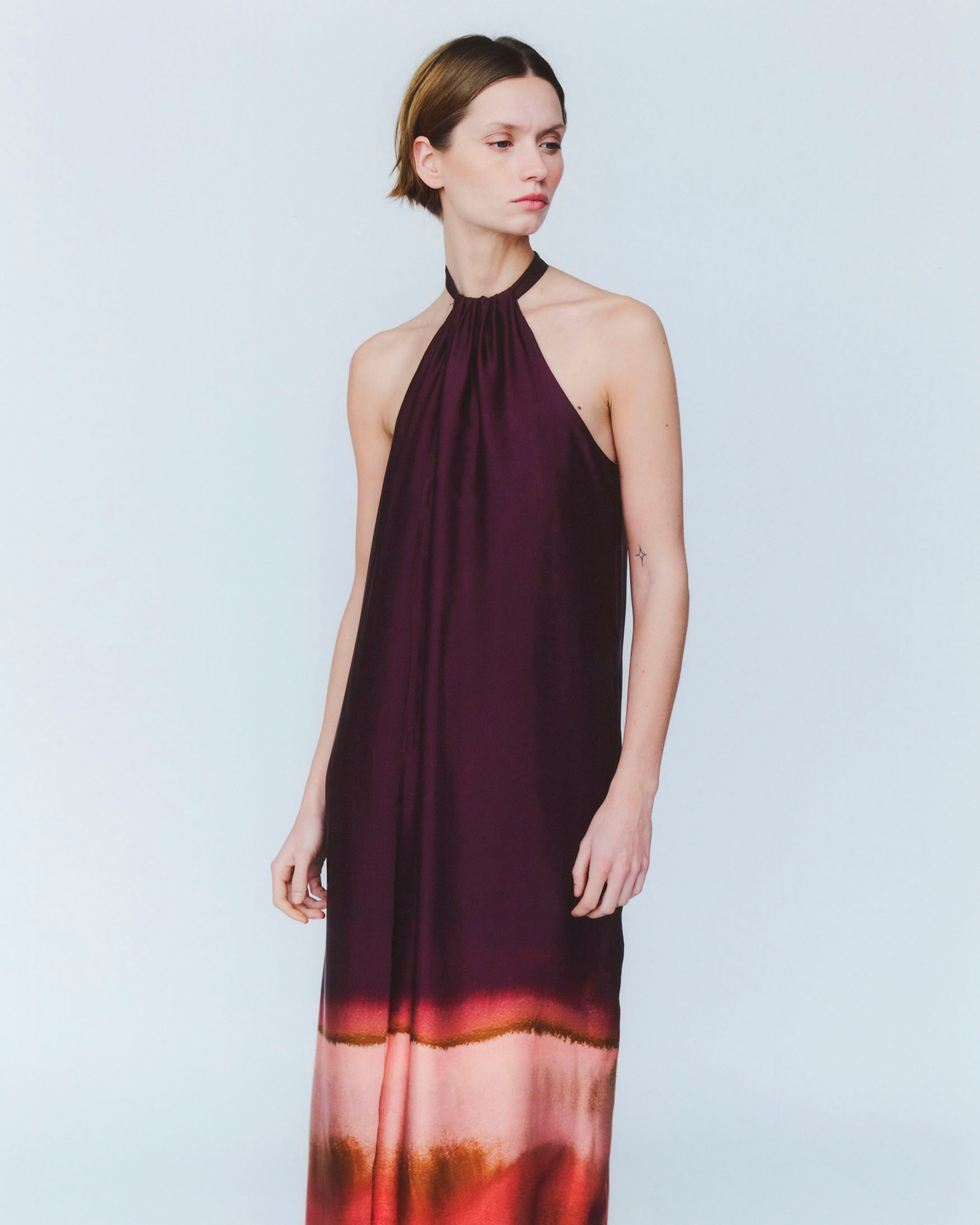 Vestido Midi Halter Cenefa Degradé