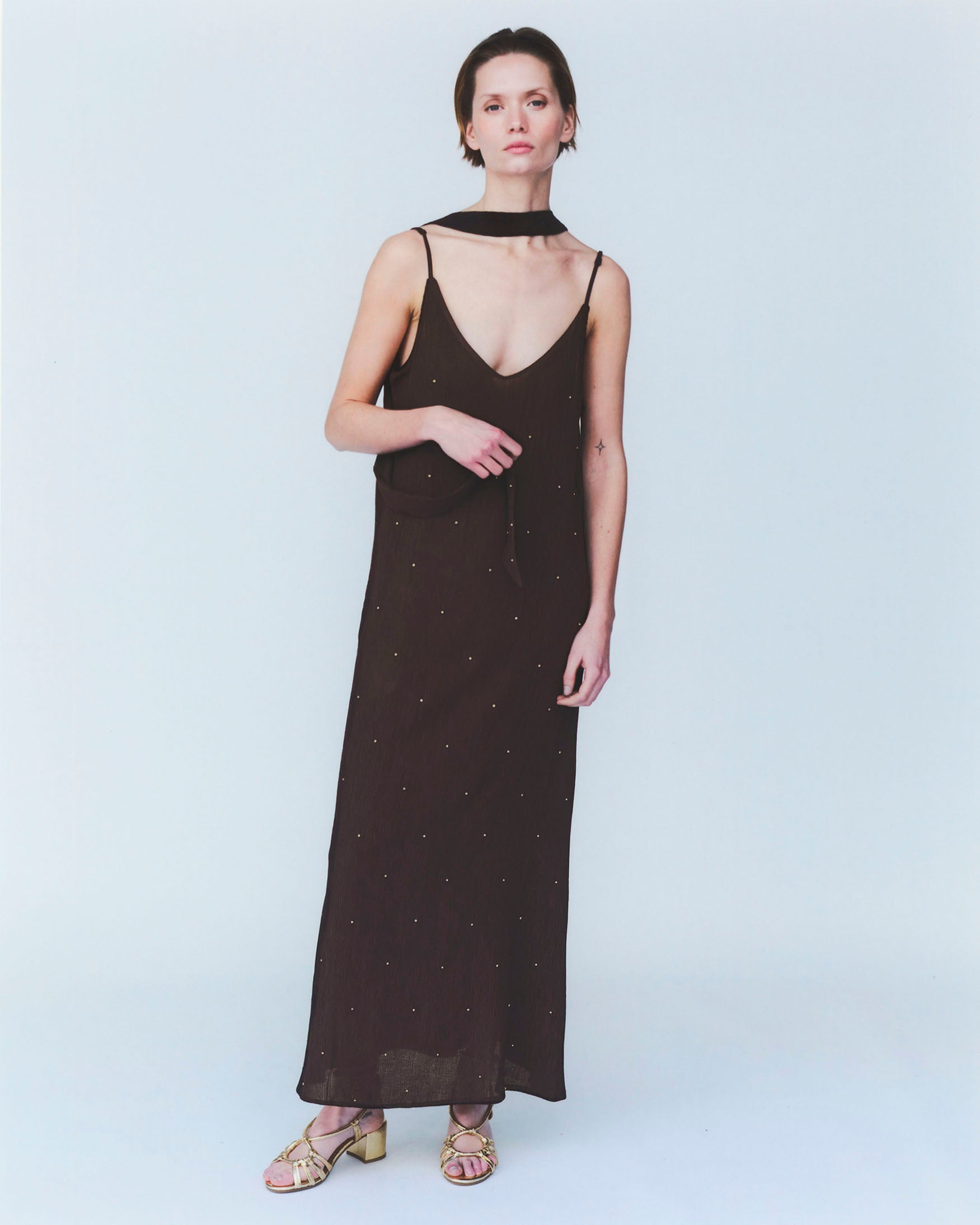 Vestido Midi Texturas Brillantes