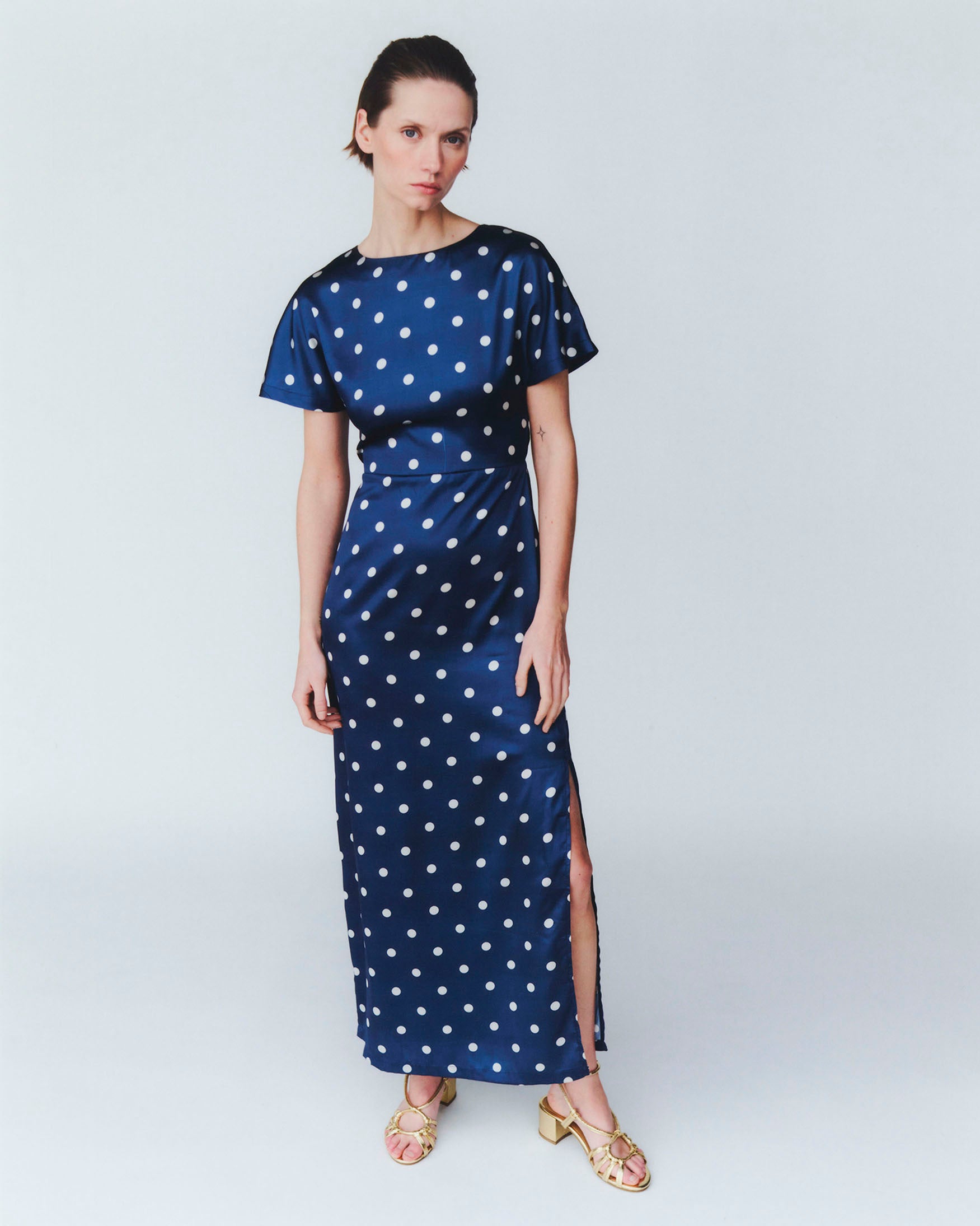 Vestido Midi Estampado Lunares