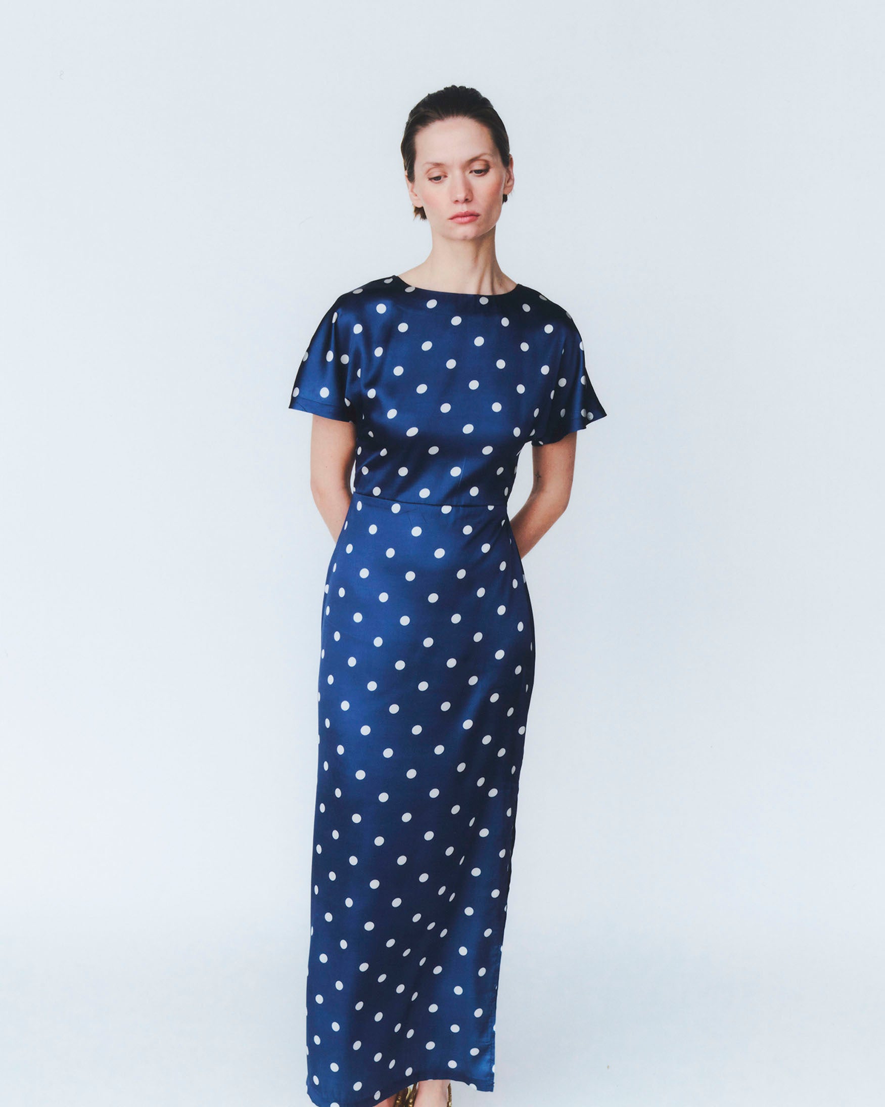 Vestido Midi Estampado Lunares