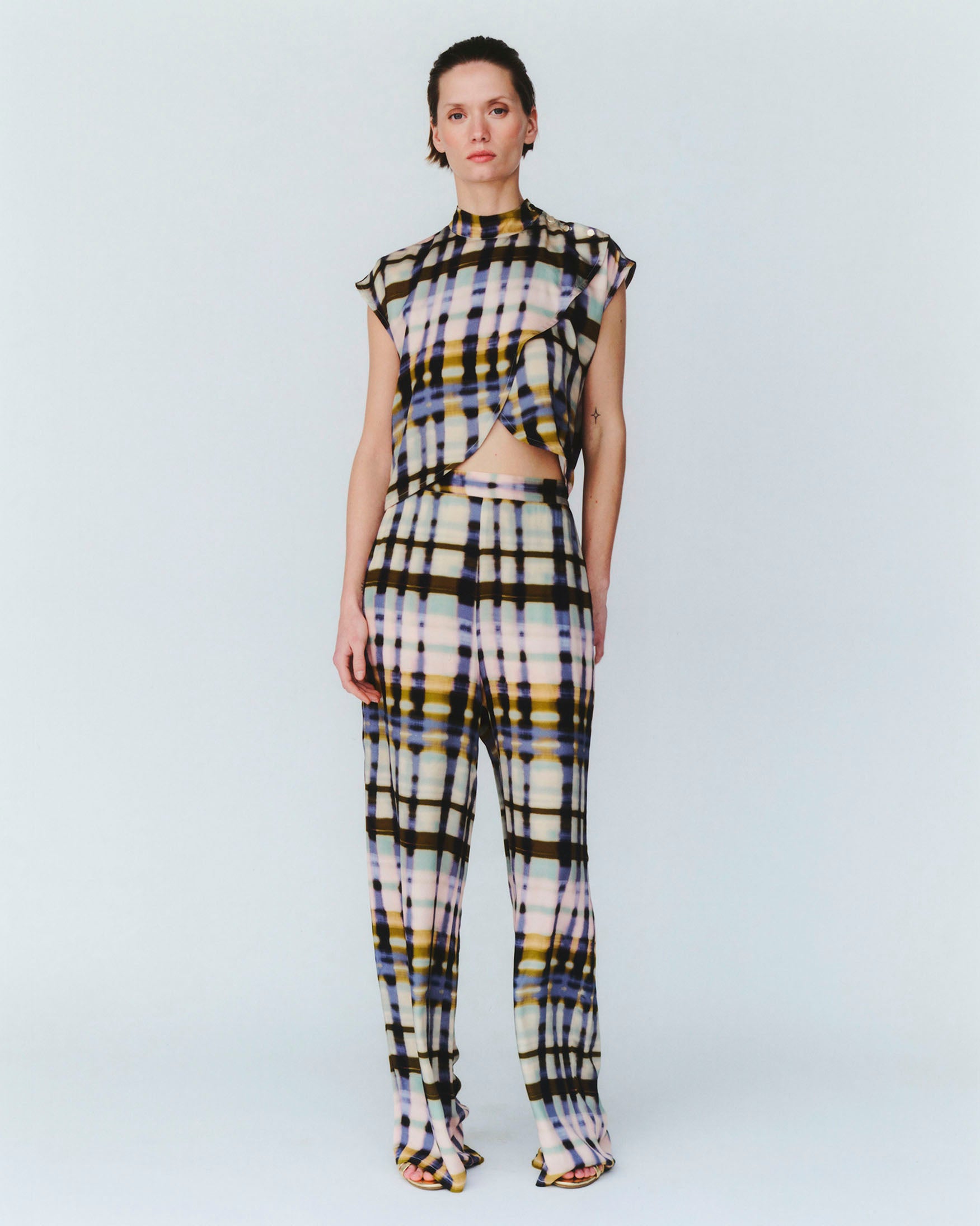 Top Cruzado Estampado Cuadros