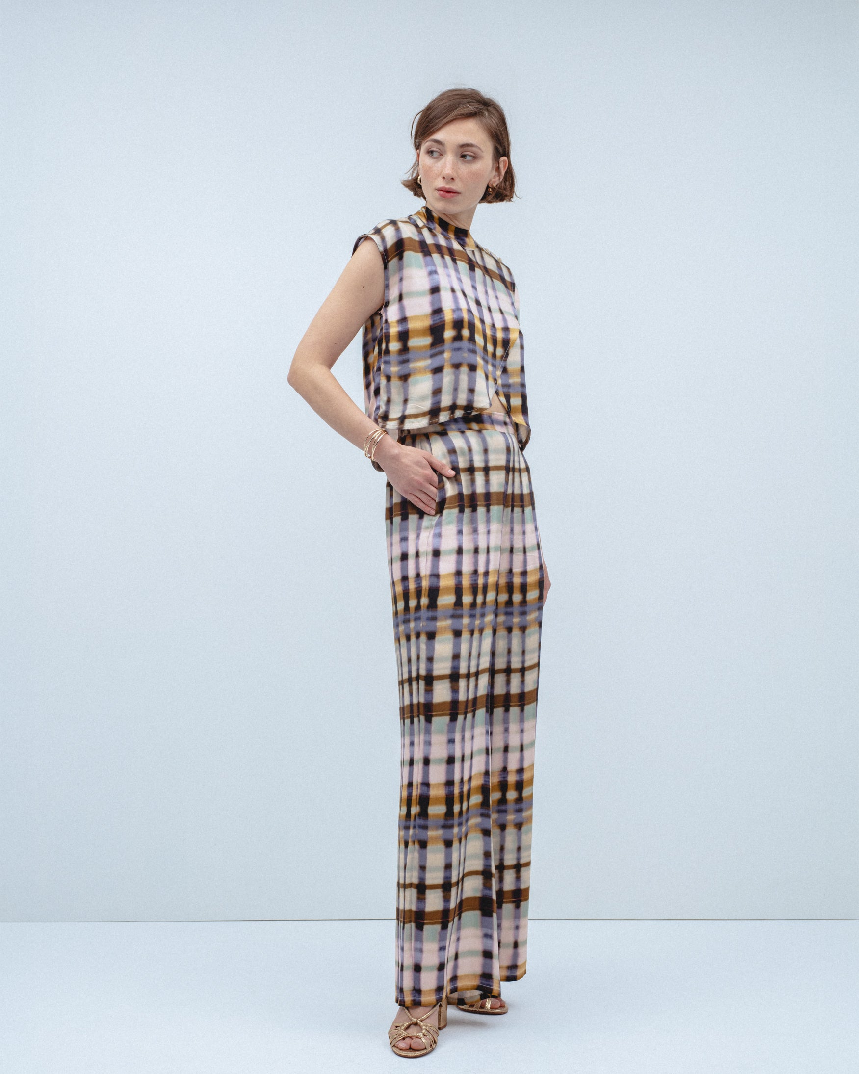 Top Cruzado Estampado Cuadros