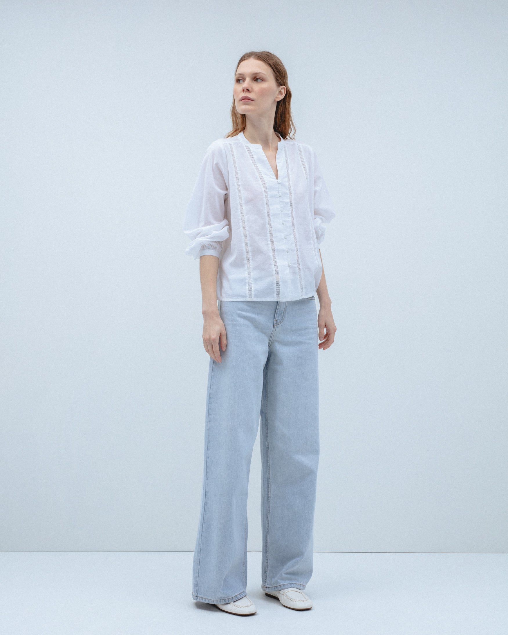 Camisa Algodón Tiras Bordadas