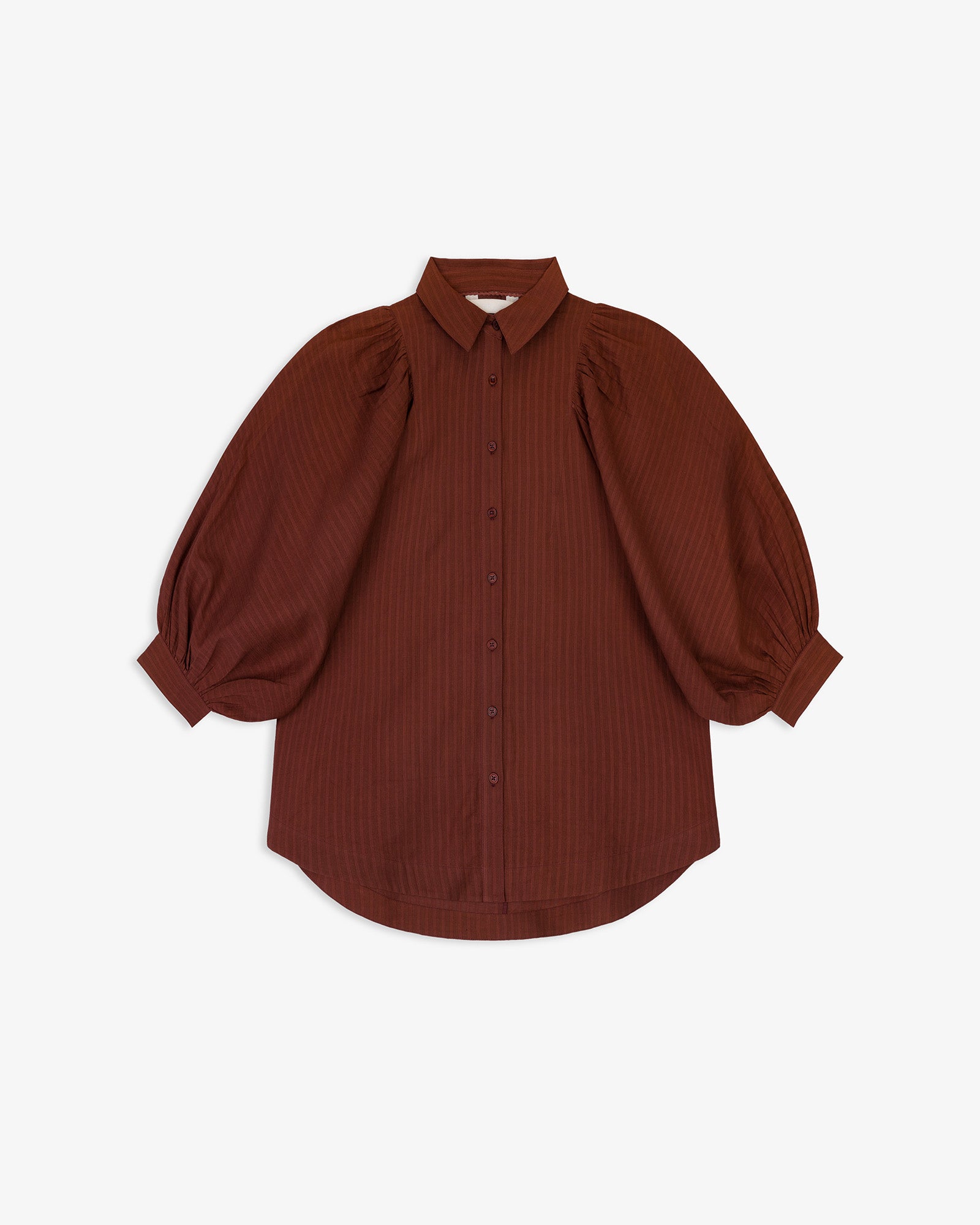 Camisa Algodón Rayas Manga Abullonada