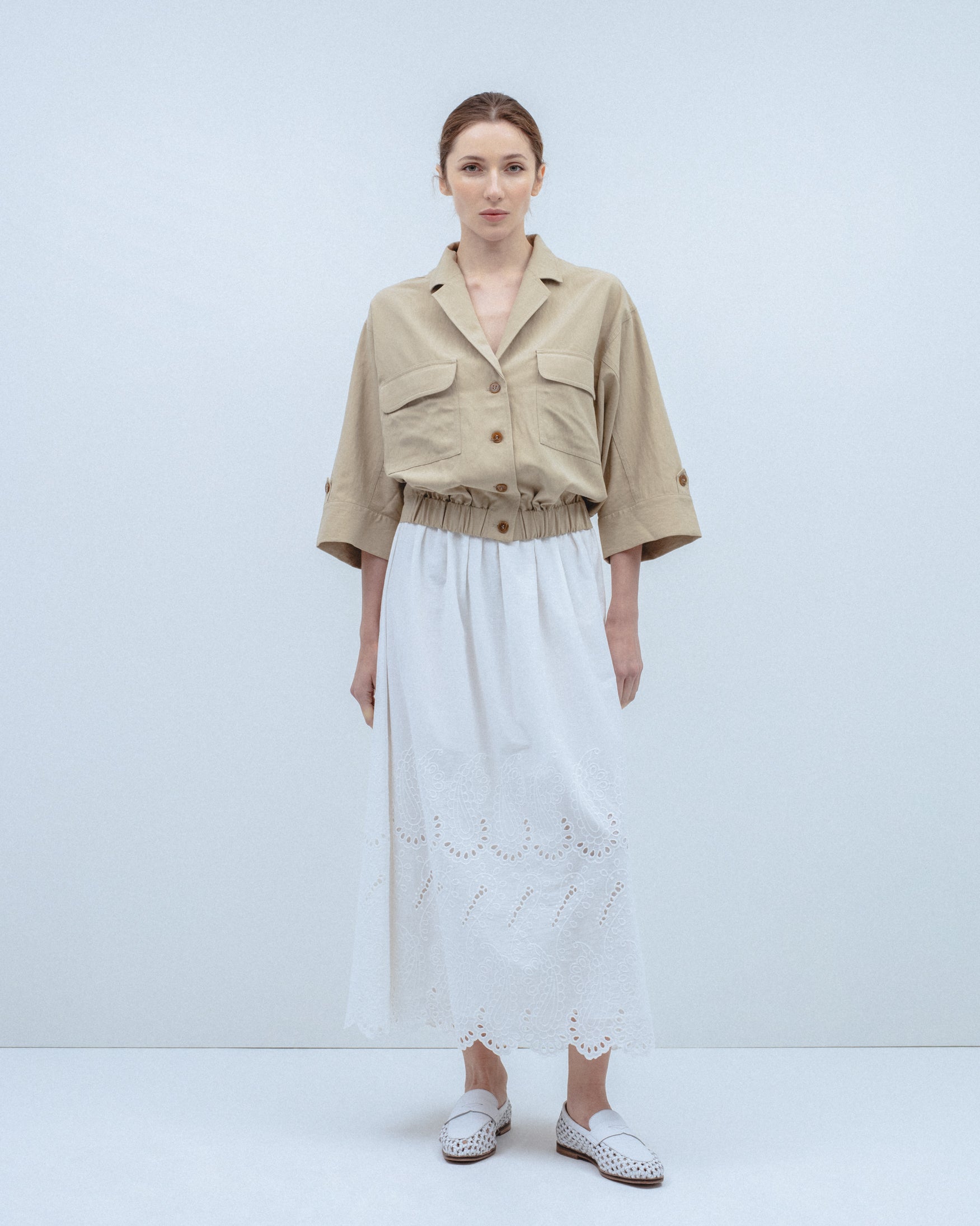 Falda Midi Bordado Calados