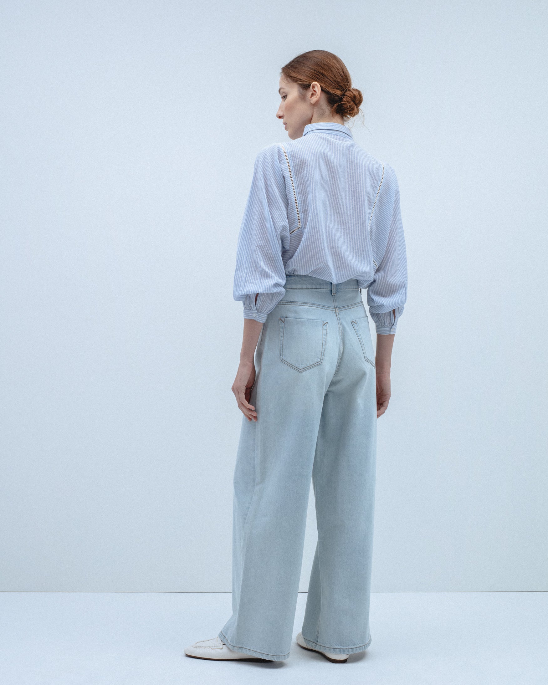 Camisa Algodón Rayas Combinada Puntilla