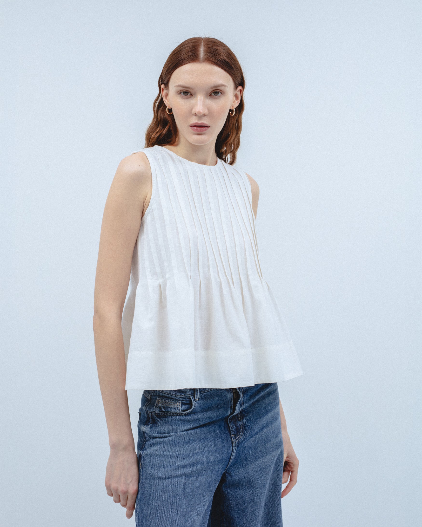 Blusa Jaretas Sin Mangas Algodón y Lino