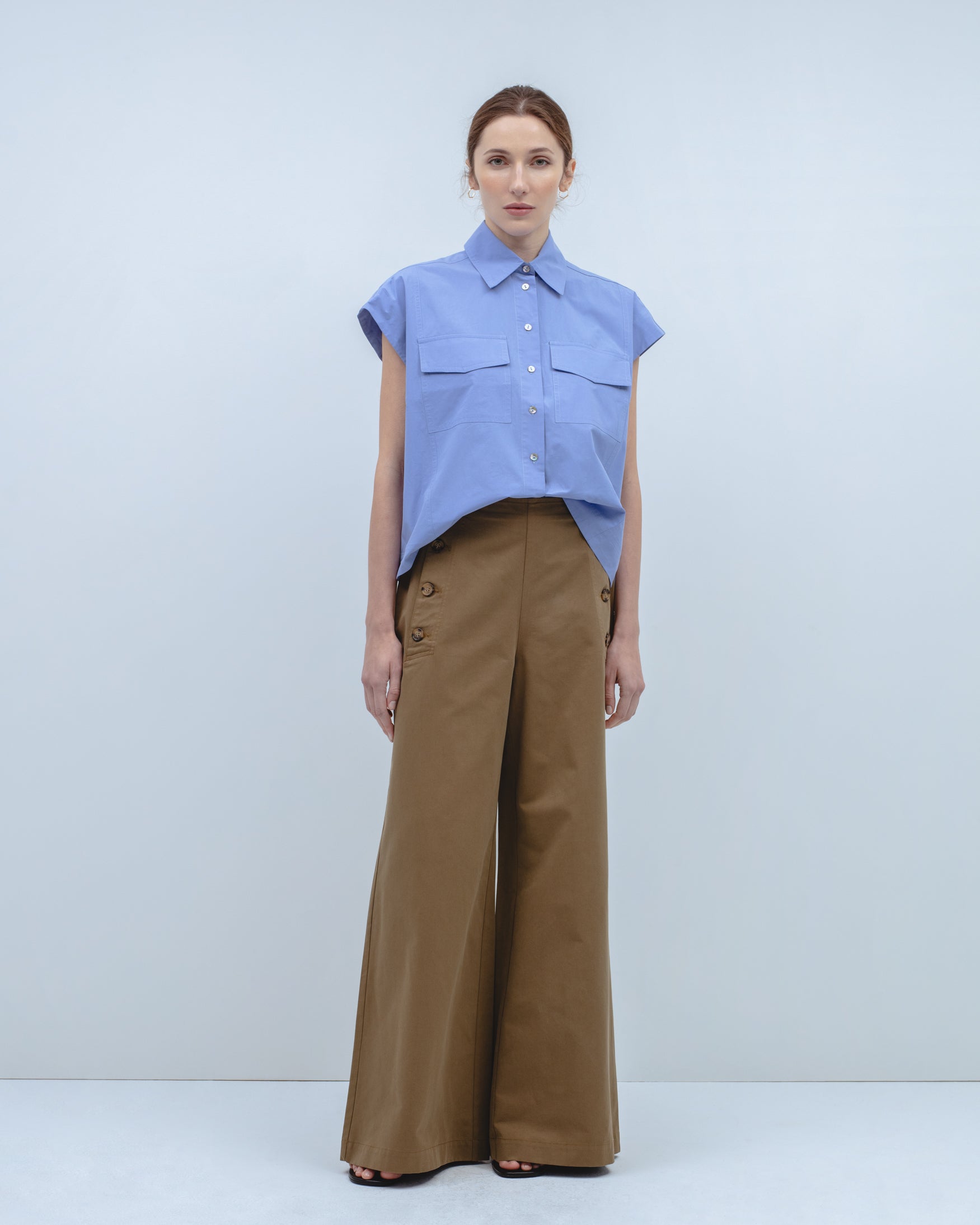 Camisa Sin Mangas Bolsillos Parche