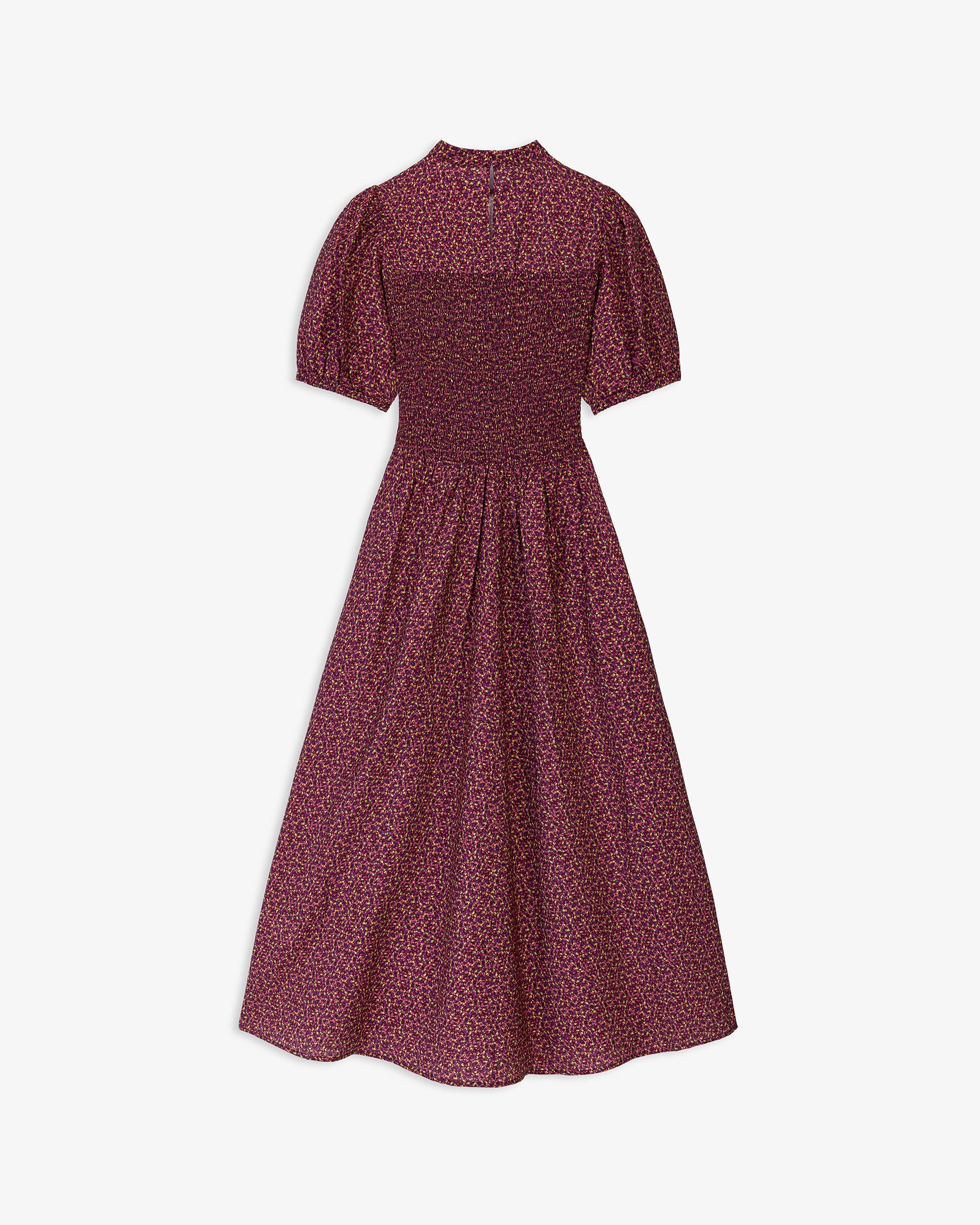 Vestido Midi Estampado Nido de Abeja Lin