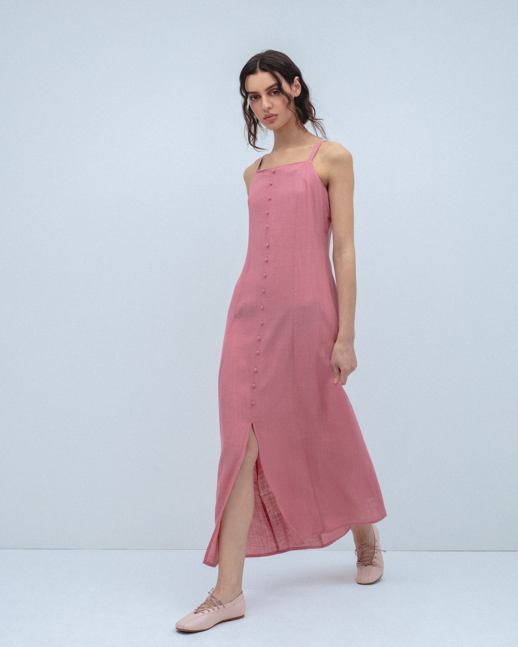 Vestido Midi Con Lino