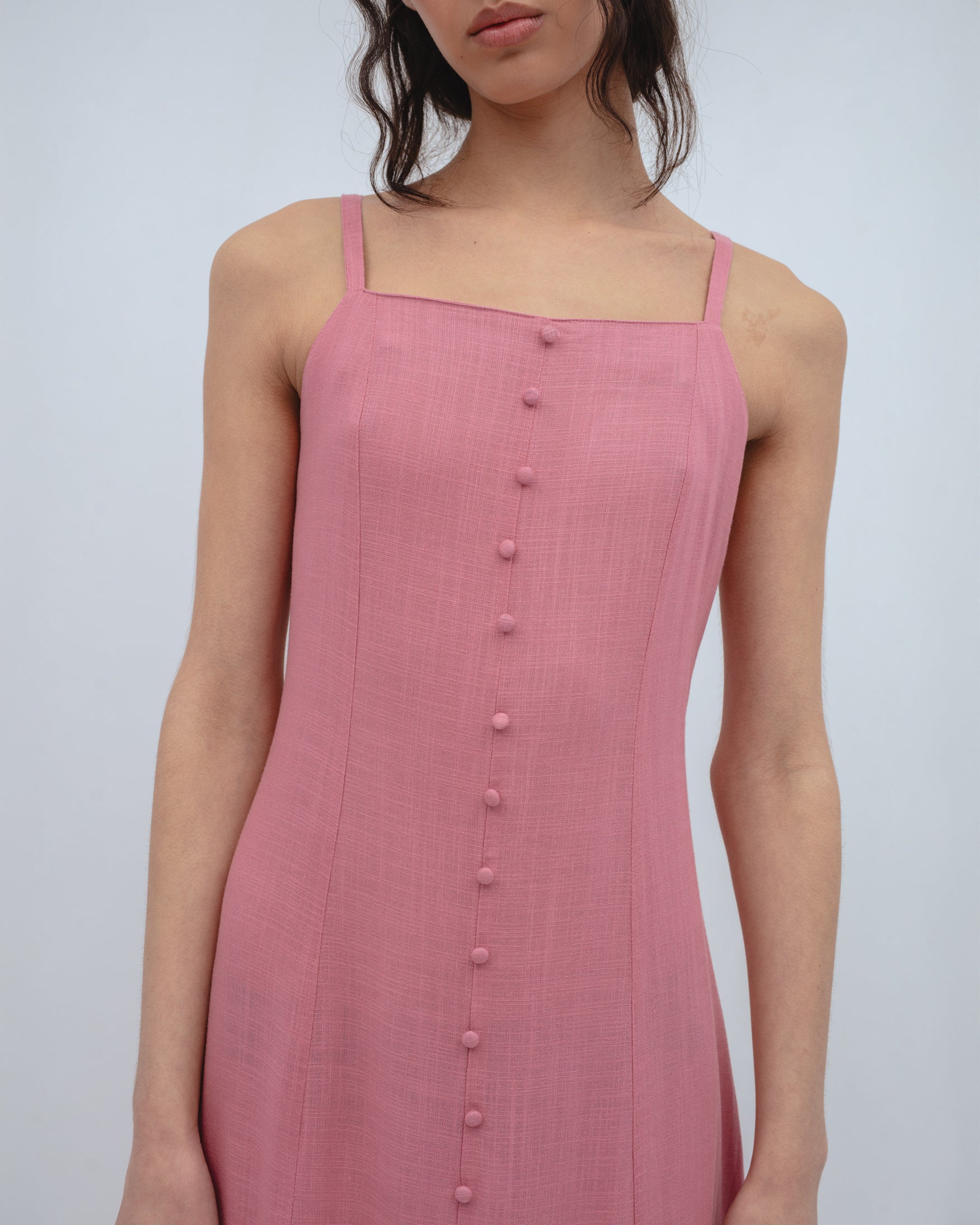 Vestido Midi Con Lino