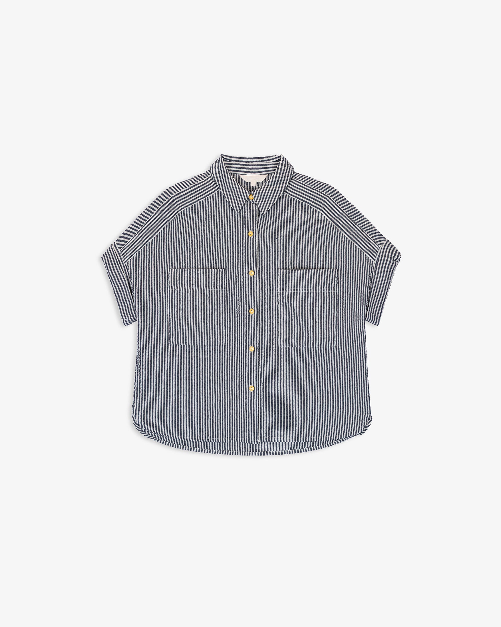 Camisa Algodón Bolsillos Rayas