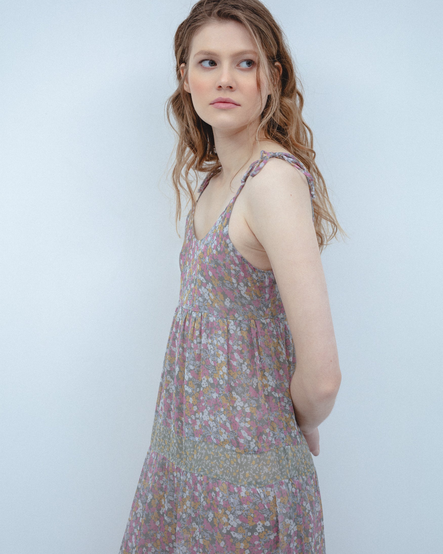 Vestido Midi Estampado Microflor