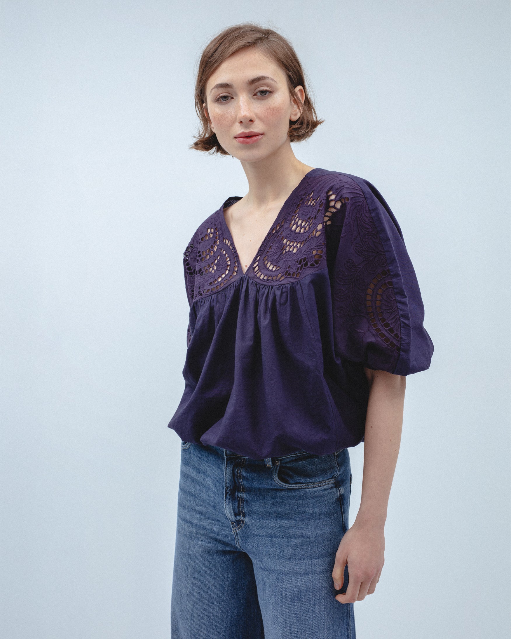 Blusa Algodón Bordado Calado
